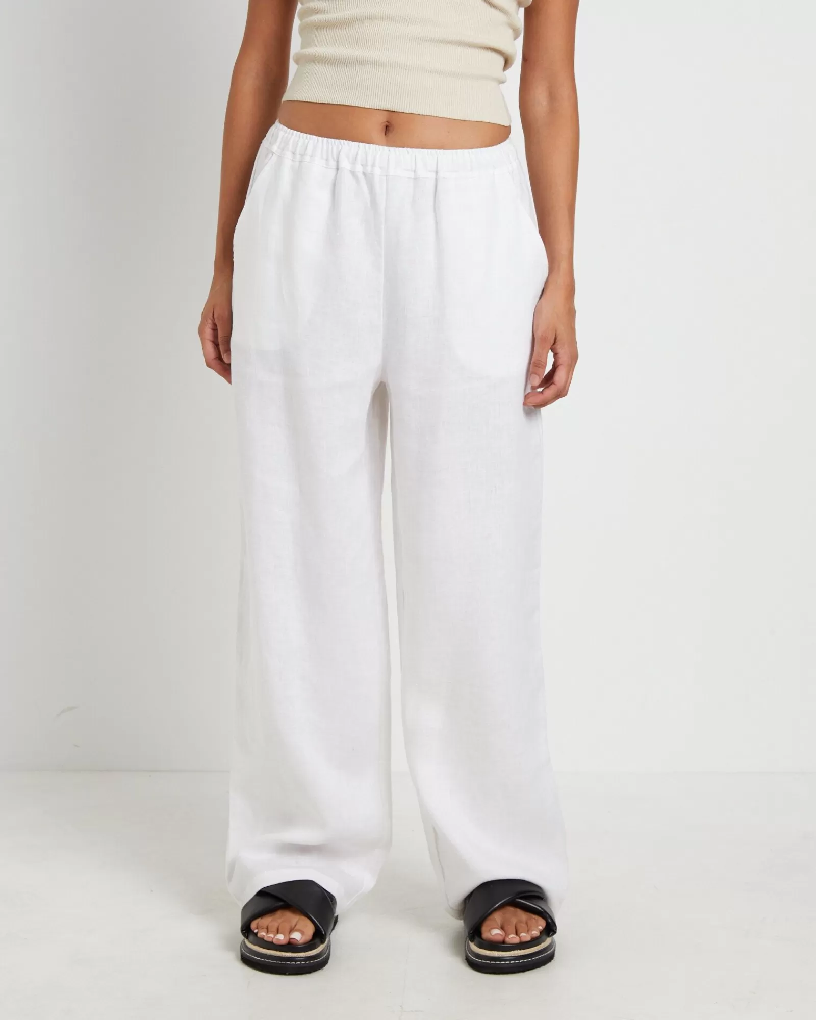 Outlet SUBTITLED Kai Linen Draw Pants In White