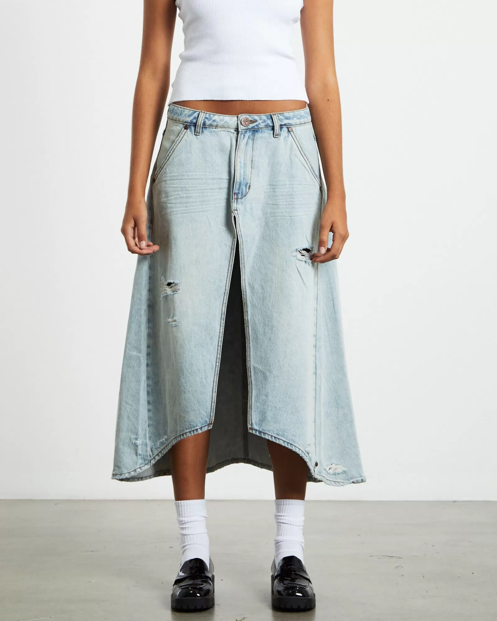 Store ONE TEASPOON Kansas Carter Long Denim Skirt Blue Mrs