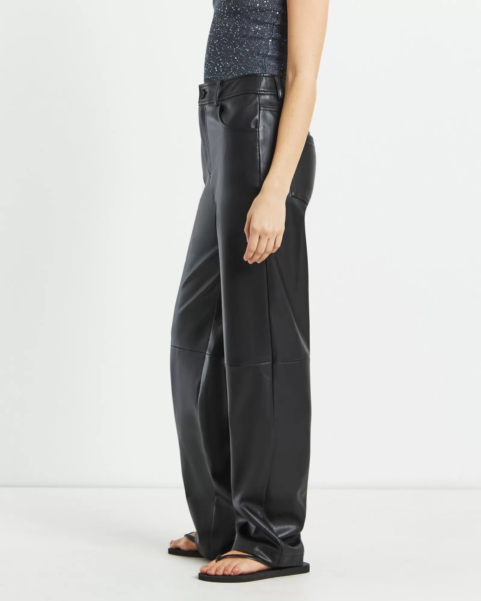 Shop ALICE IN THE EVE Karli Leather Look Straight Leg Pants In Black