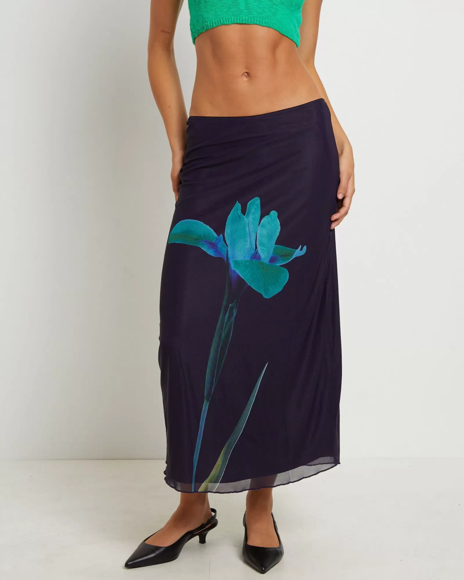 New MOTEL ROCKS Lassie Maxi Skirt In Navy