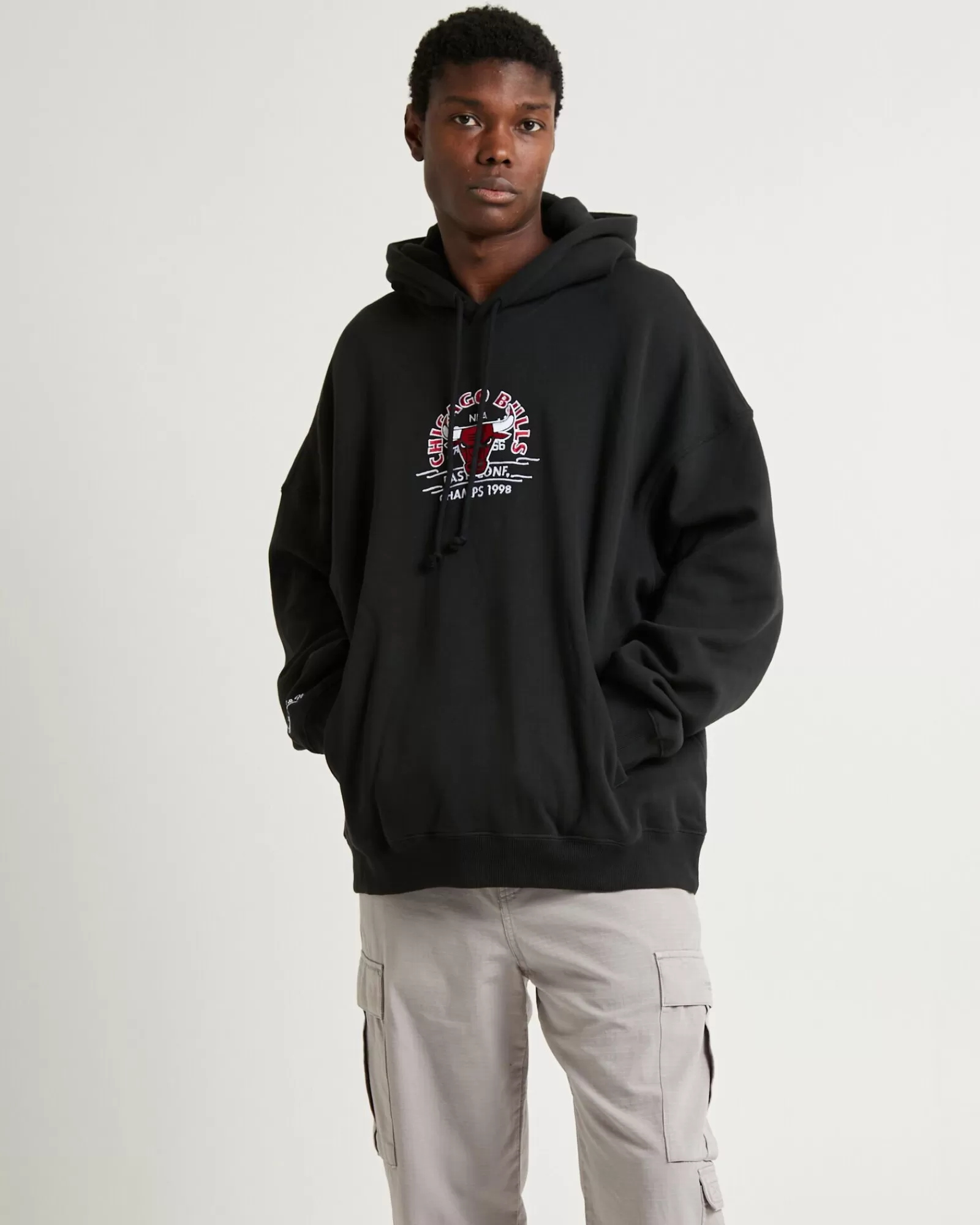 Best Sale MITCHELL & NESS Letterman Hoodie Bulls Black