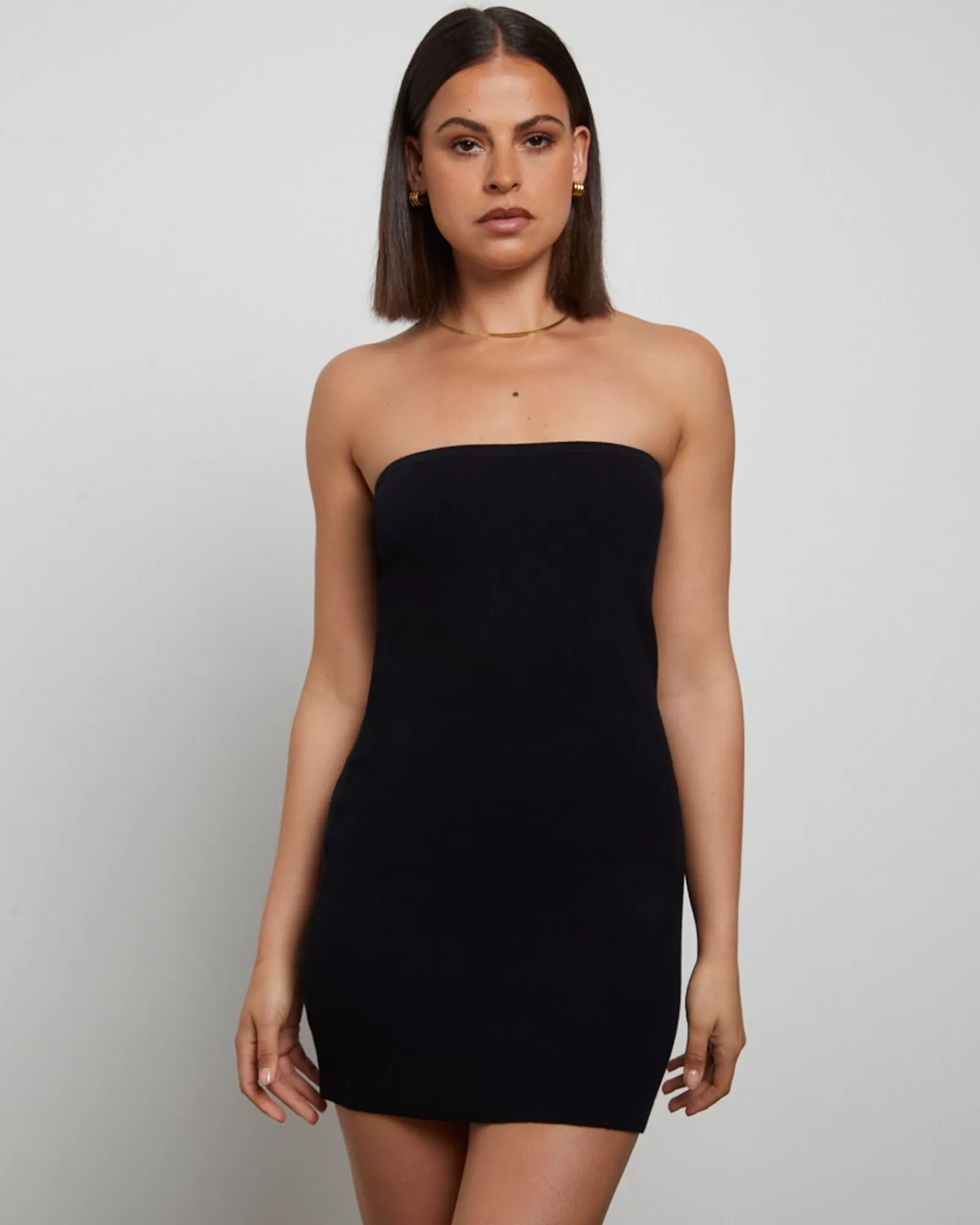 Outlet GENERAL PANTS CO. BASICS Luxe Knitted Bandeau Mini Dress In Black