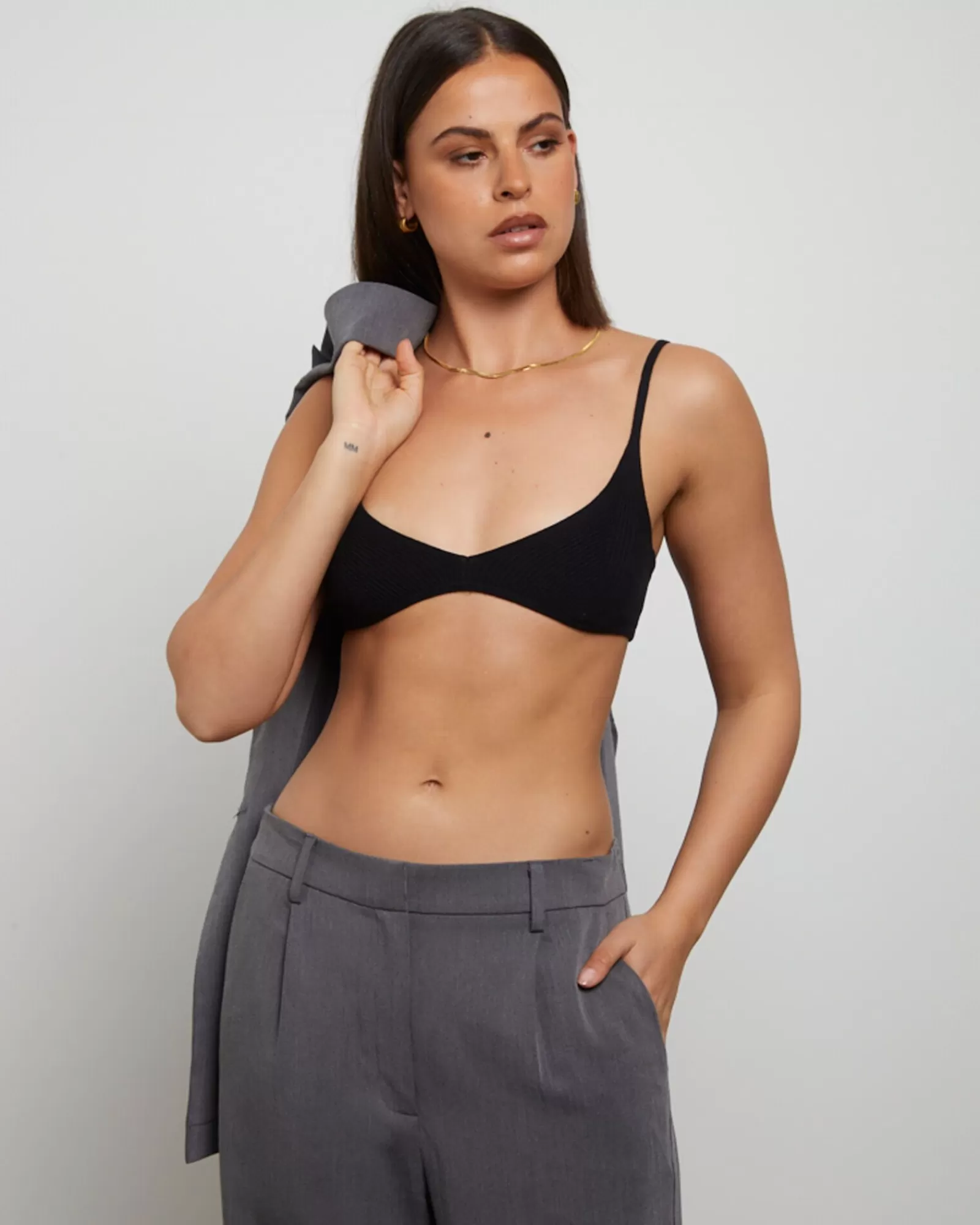 New GENERAL PANTS CO. BASICS Luxe Knitted Bralette Black