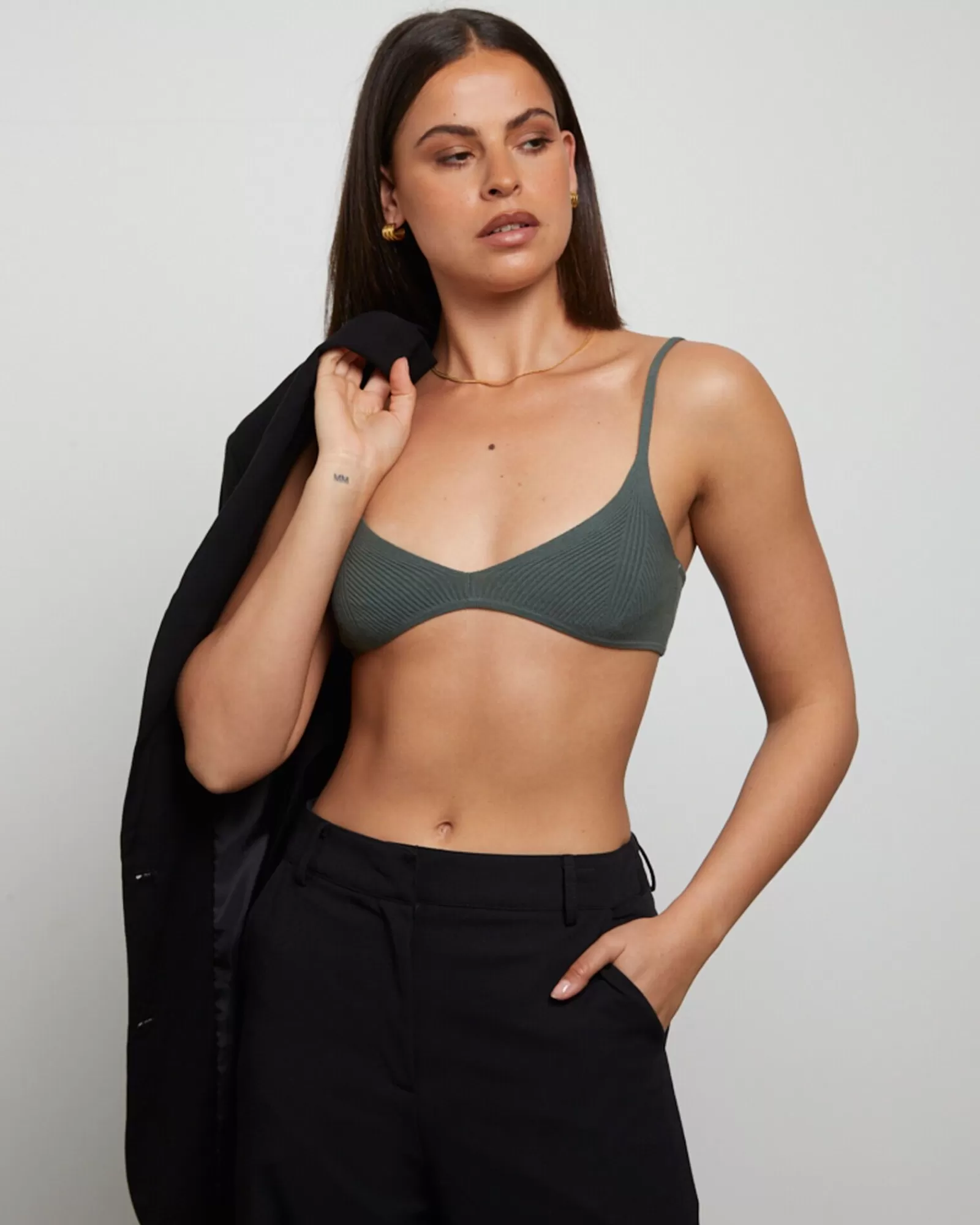 Cheap GENERAL PANTS CO. BASICS Luxe Knitted Bralette Green