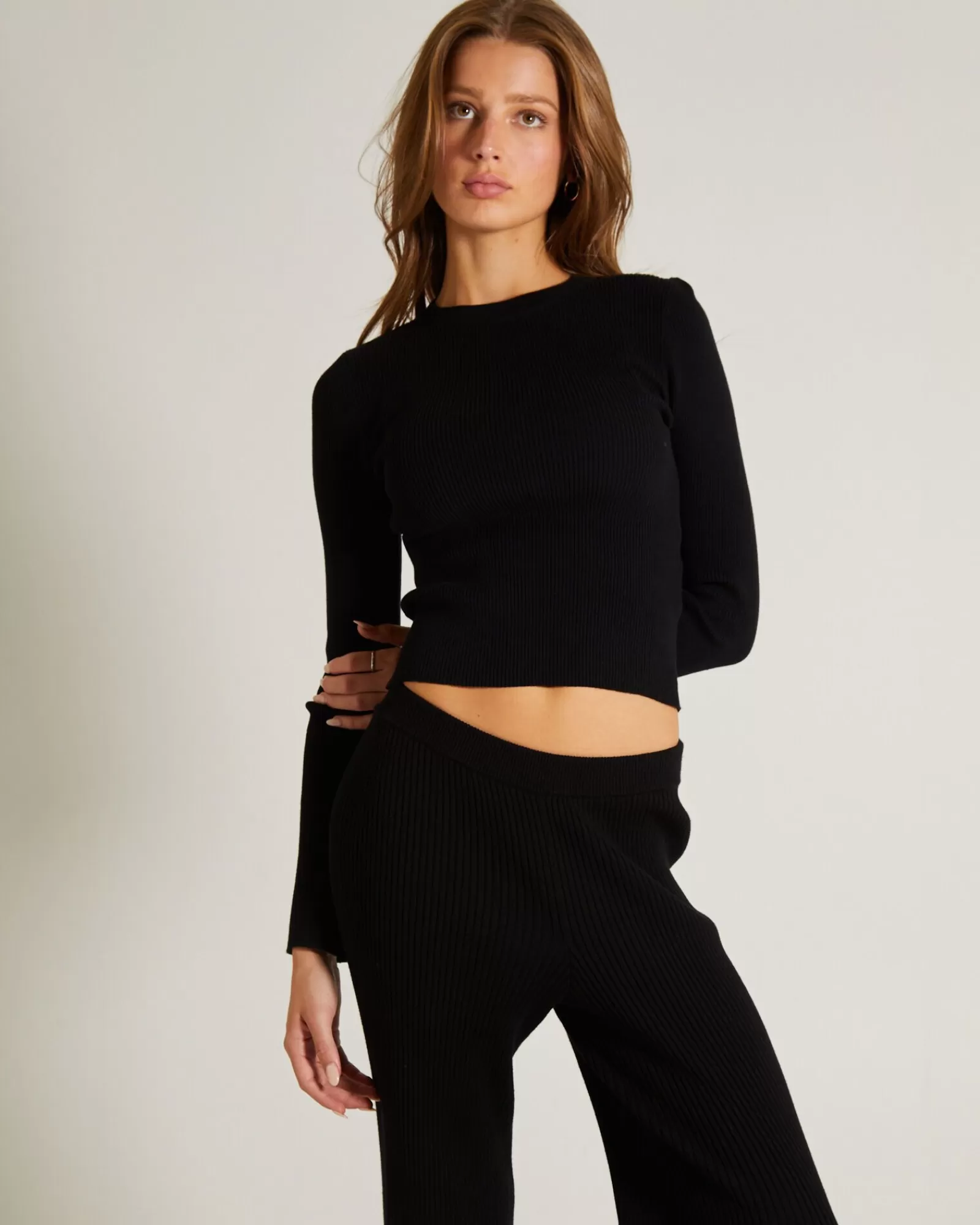 Best Sale GENERAL PANTS CO. BASICS Luxe Knitted Long Sleeve Top In Black