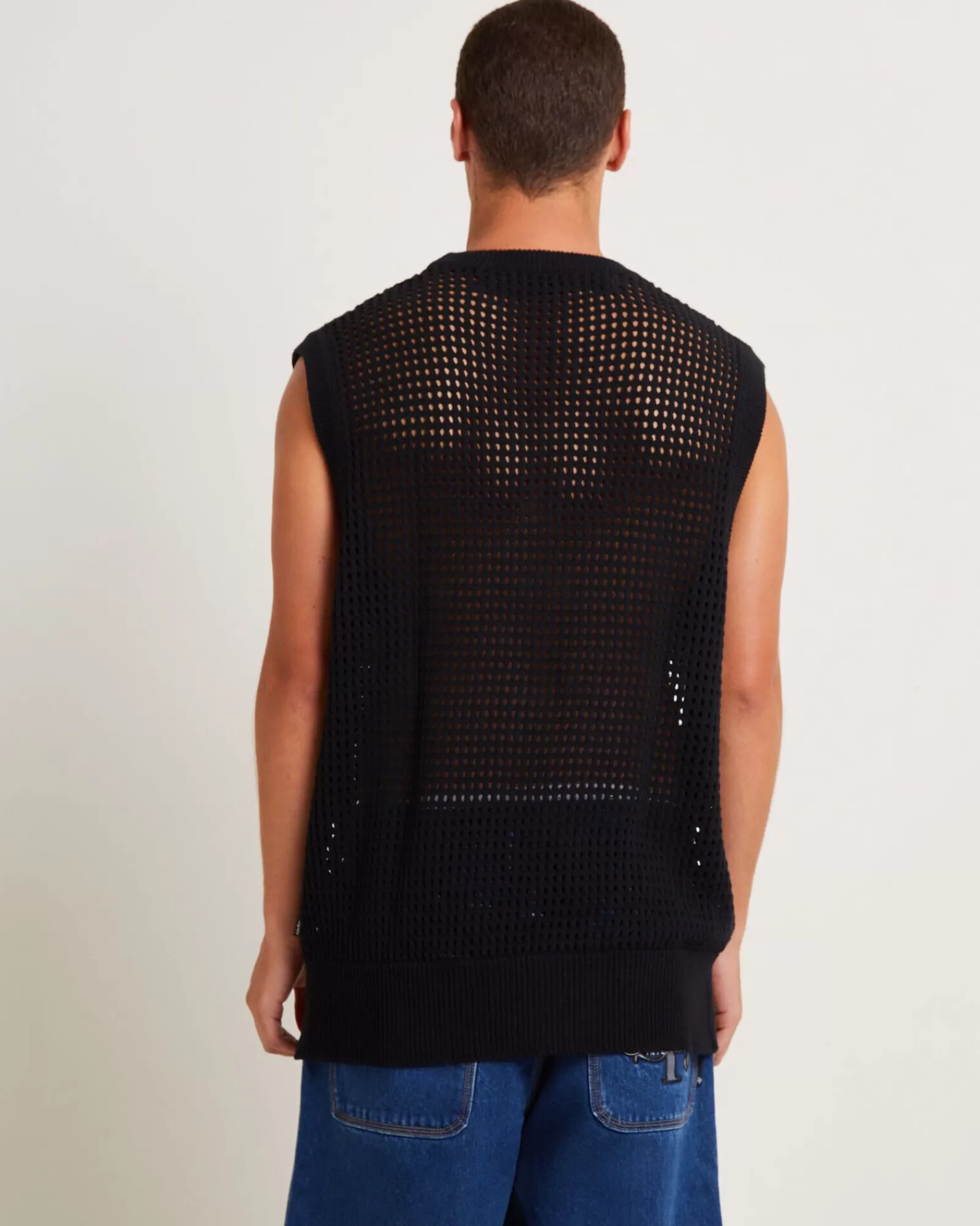 Sale BLACK NOISE WHITE RAIN Lydo Net Knit Vest In Black