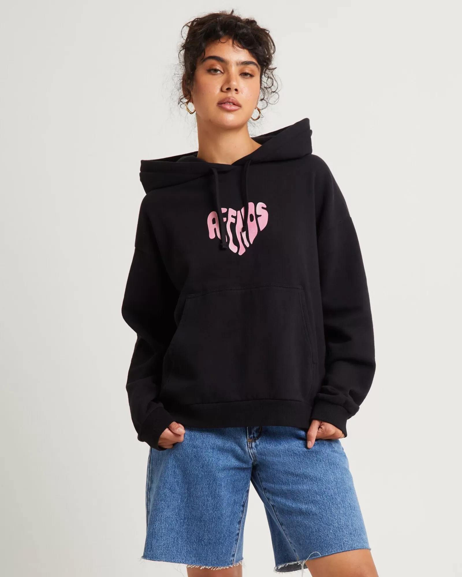 Cheap AFENDS Mara Recycled Pull On Hoodie Black