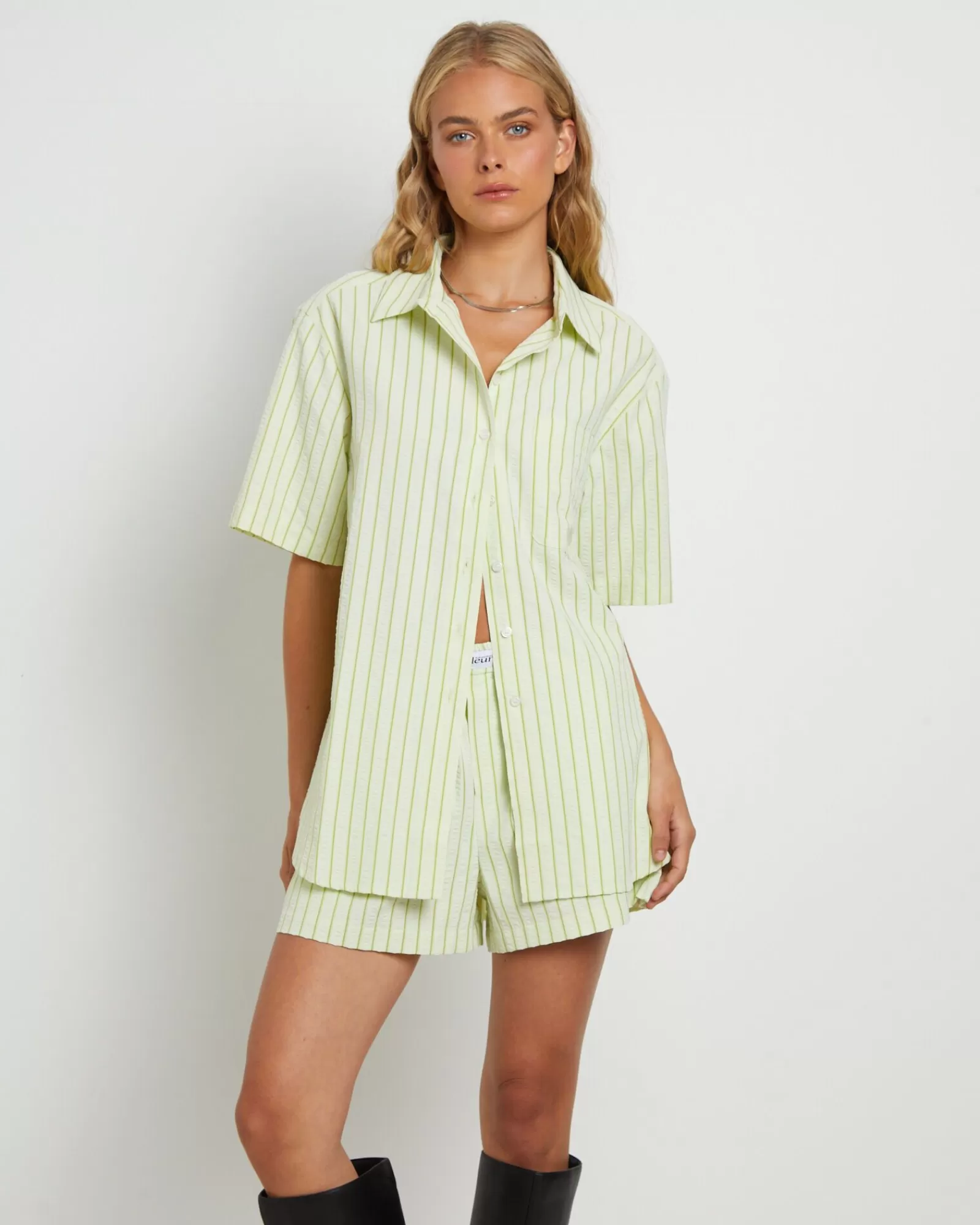 New FLEUR BY BLANCA STUDIO Matilda Short Sleeve Shirt In Green