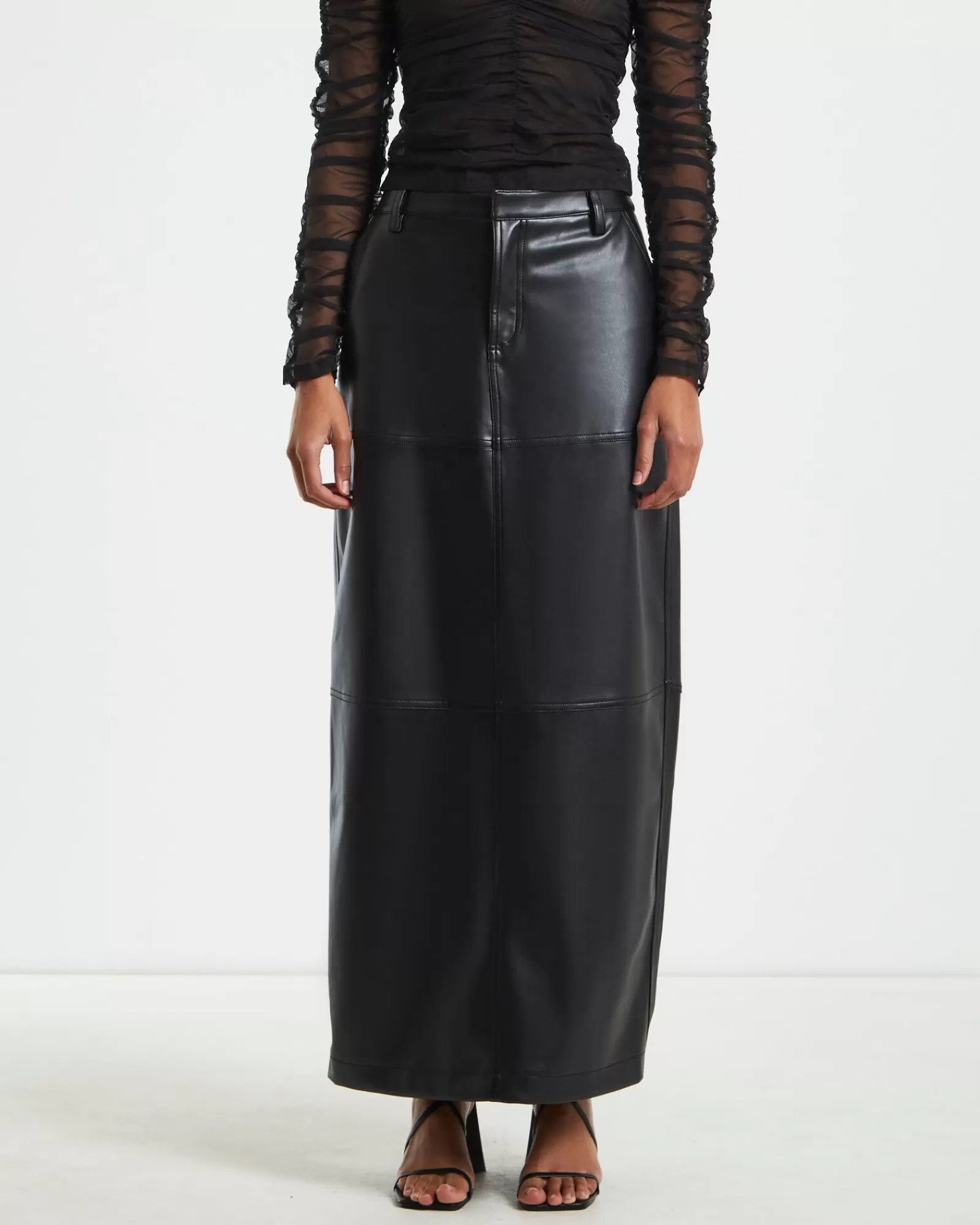 Hot ALICE IN THE EVE Millie Leather Look Maxi Cargo Skirt Black