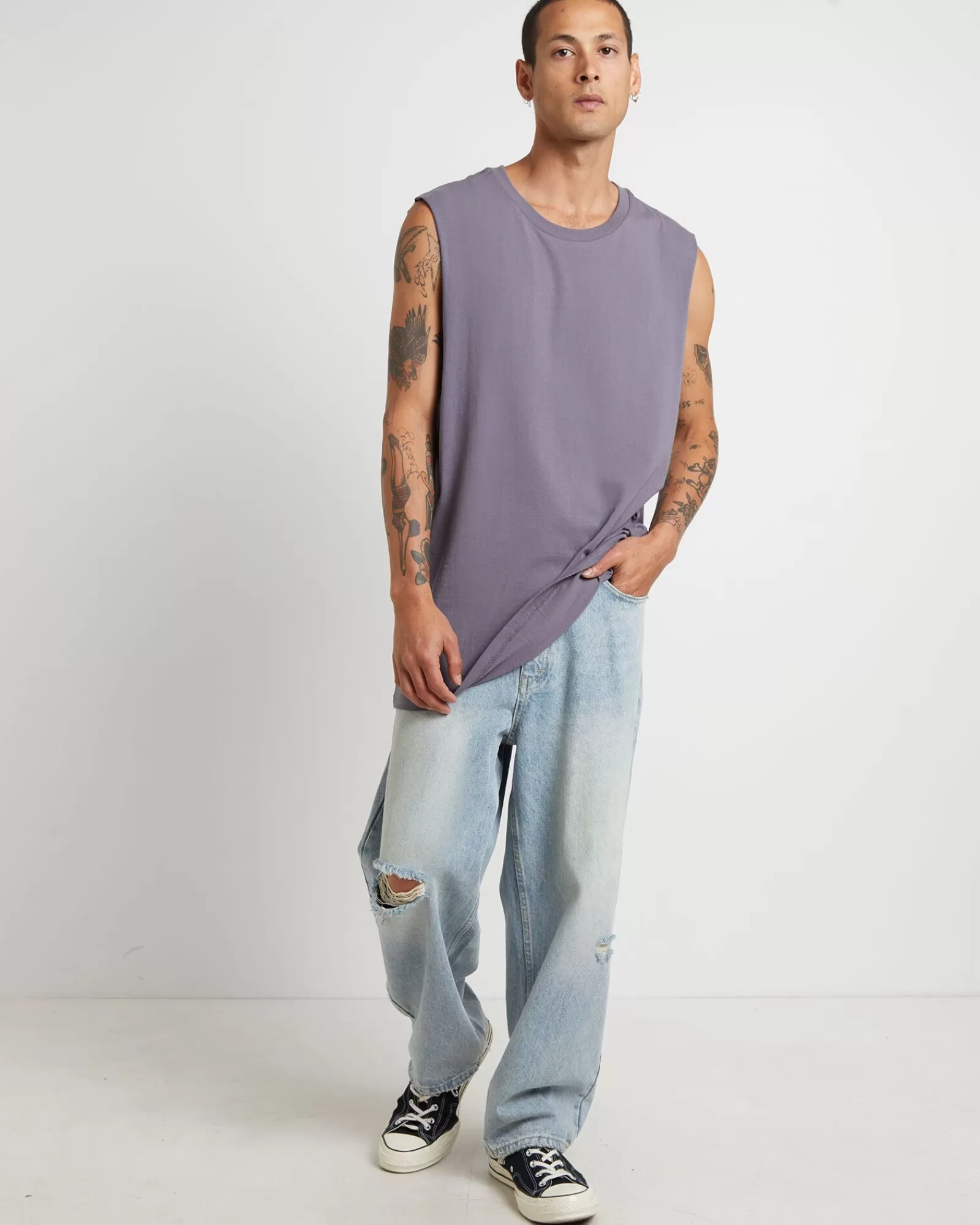 Cheap GENERAL PANTS CO. BASICS Muscle Tank In Pewter Grey