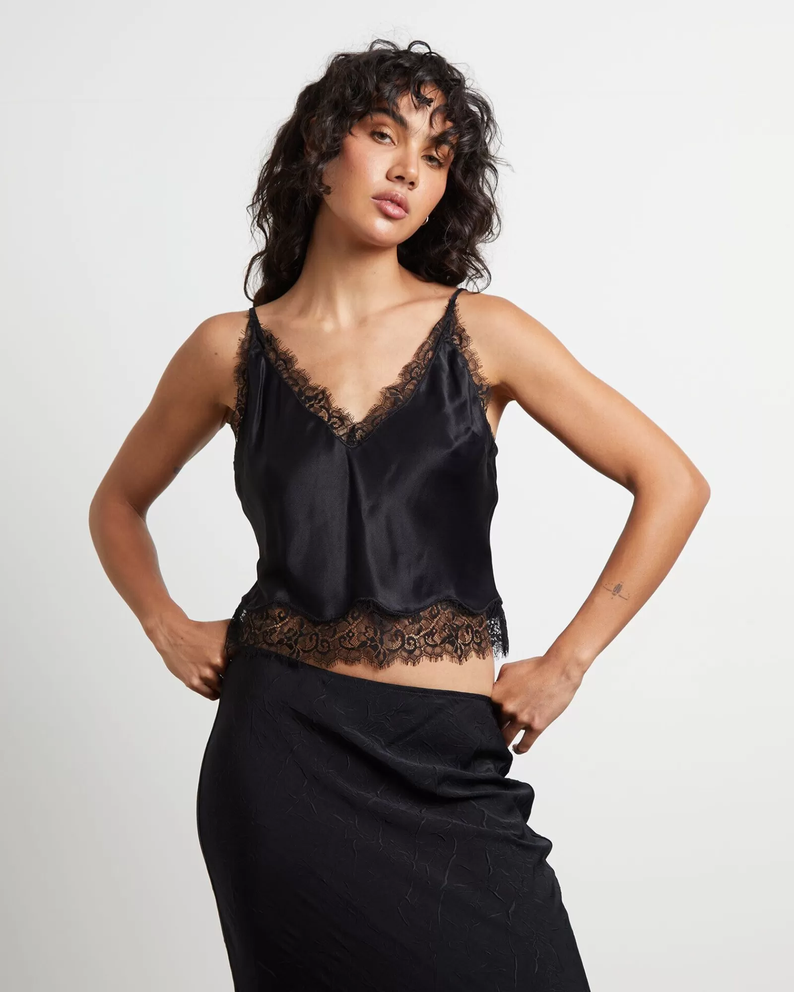 Clearance STUDIO Nadia Lace Framed Cami In Black