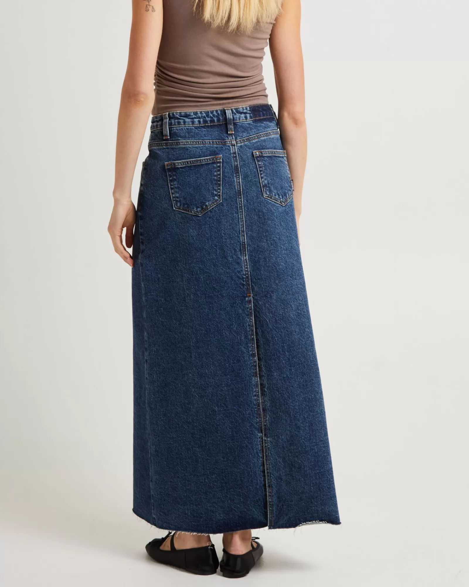 New INSIGHT Naya Maxi Denim Skirt Grunge Blue