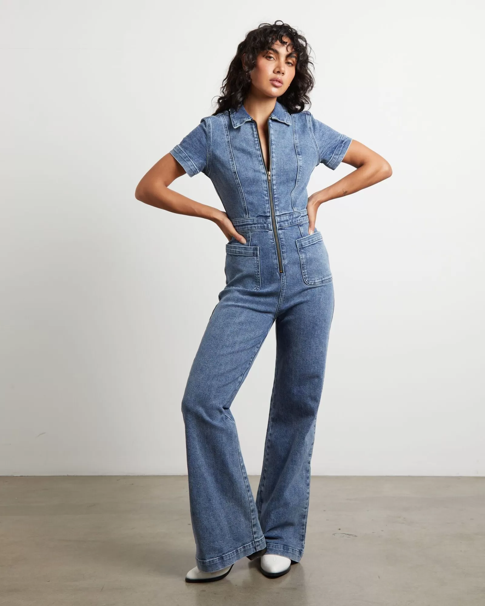 Best INSIGHT Nikki Denim Maxi Boiler Suit In Wasted Blue