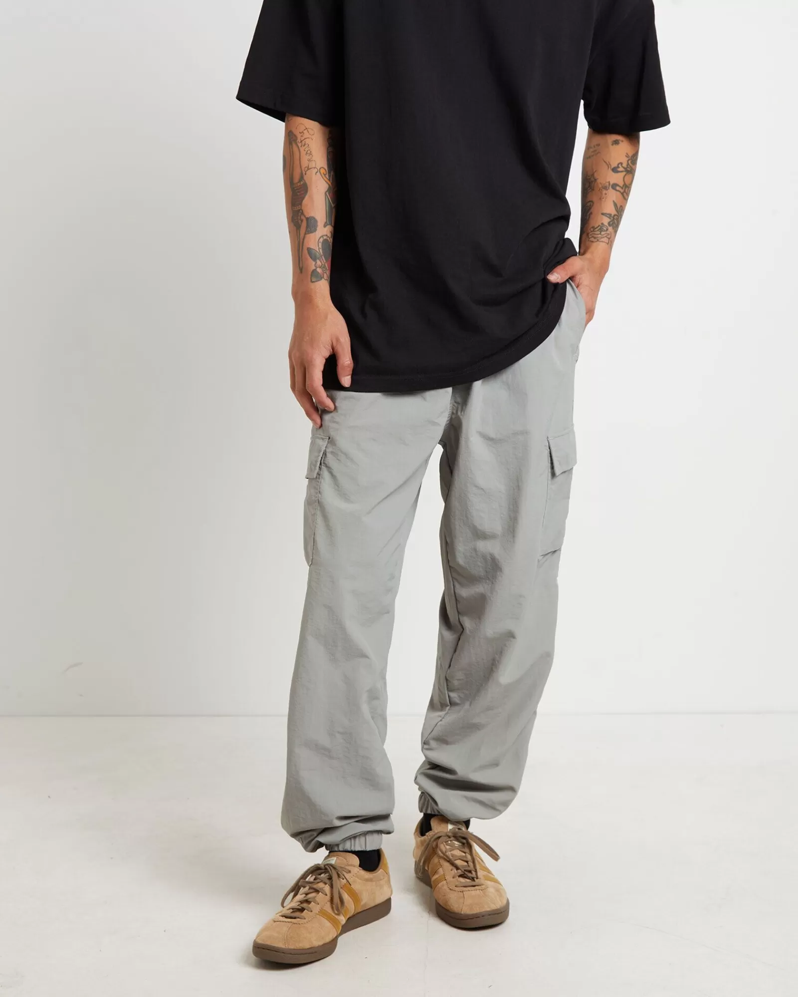 New TAIKAN Nylon Cargo Jogger Pants In Grey