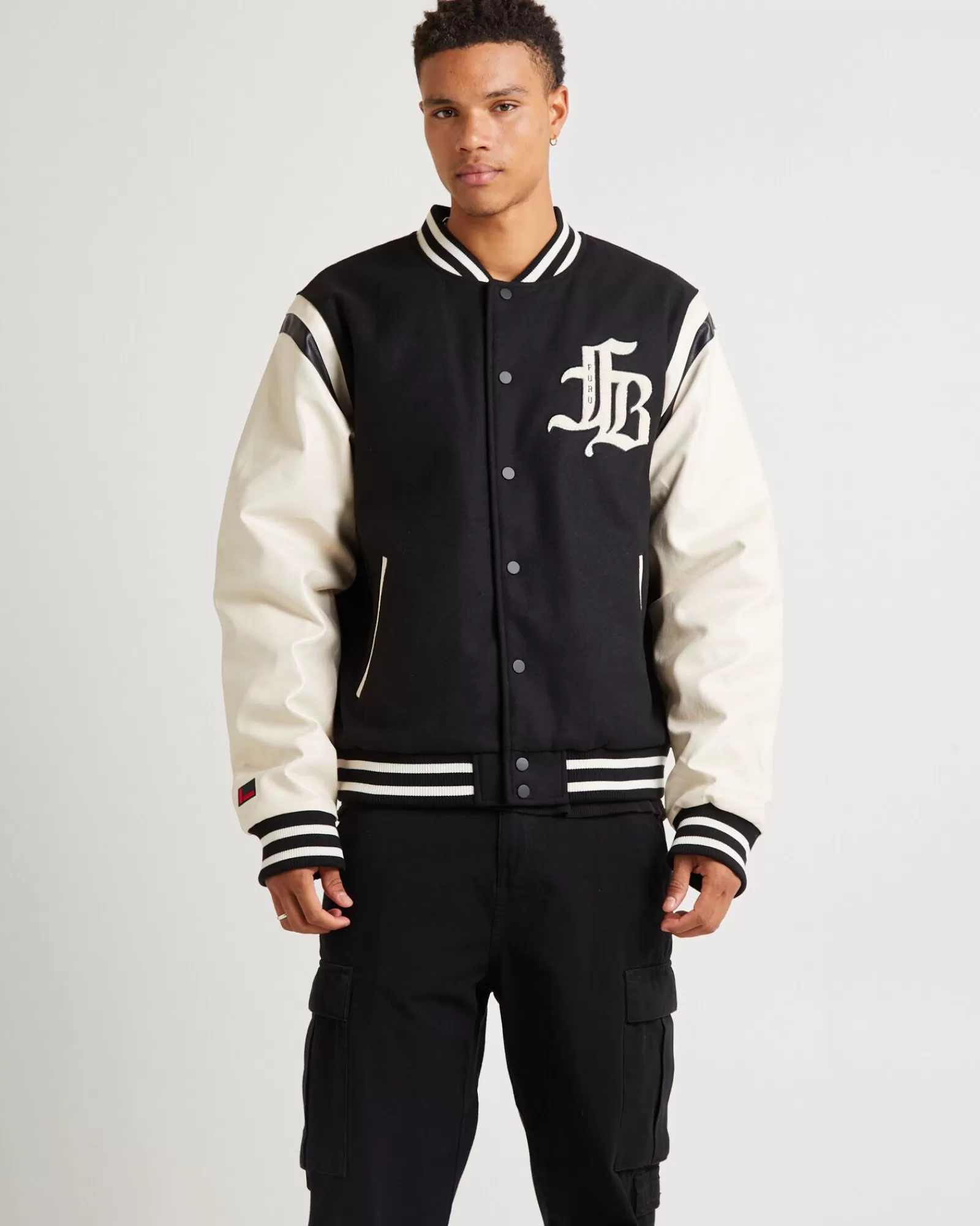 Shop FUBU Old English College Jacket Black