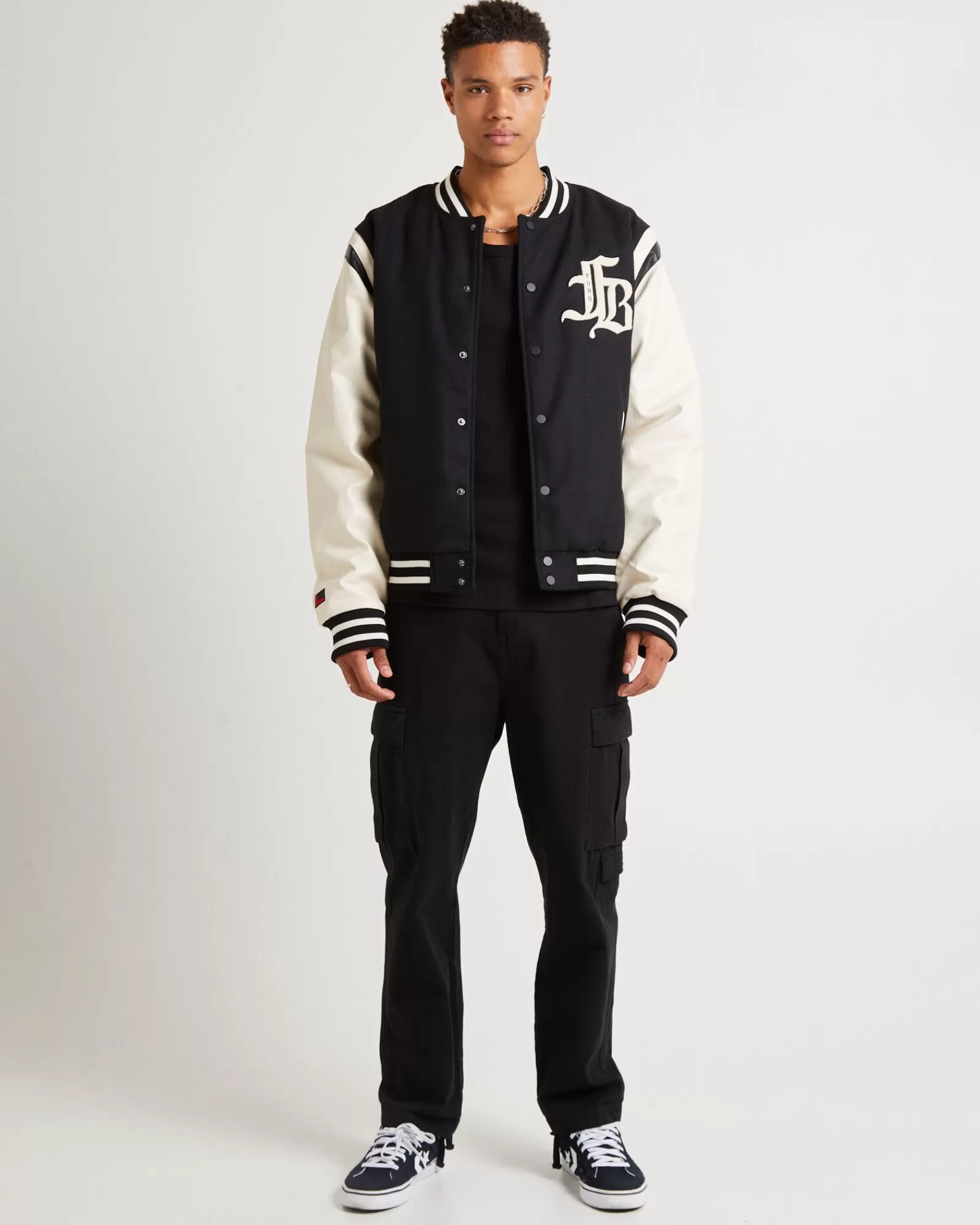 Shop FUBU Old English College Jacket Black