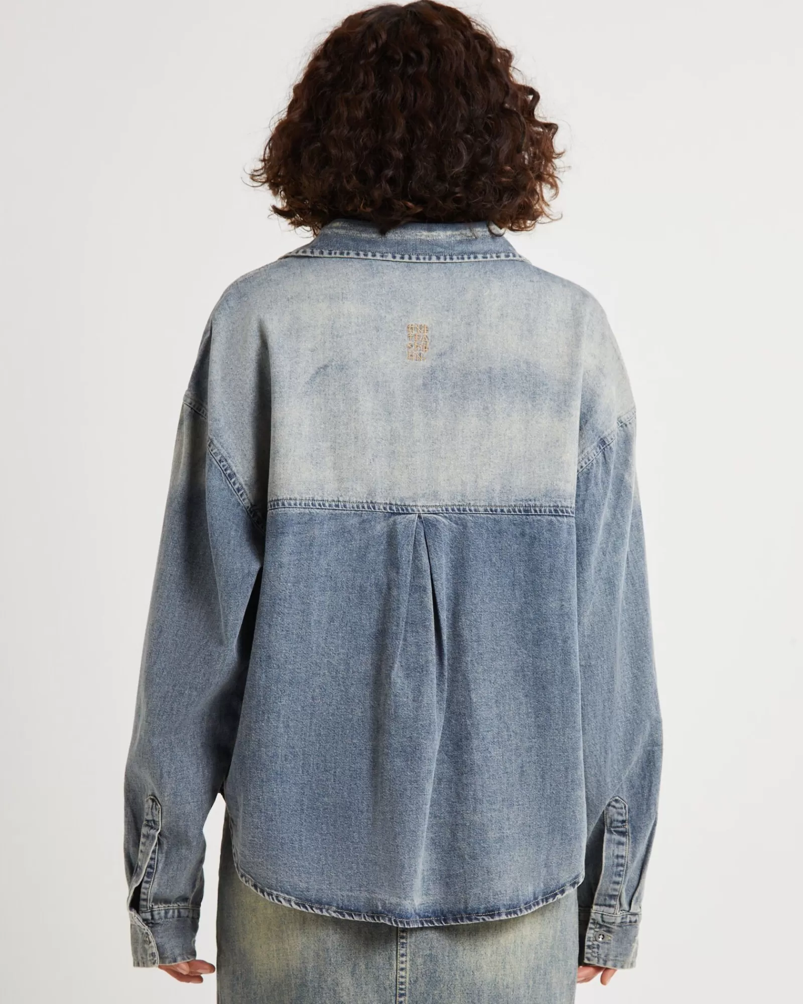 Cheap ONE TEASPOON Oversized Denim Western Shirt Dirty Blue