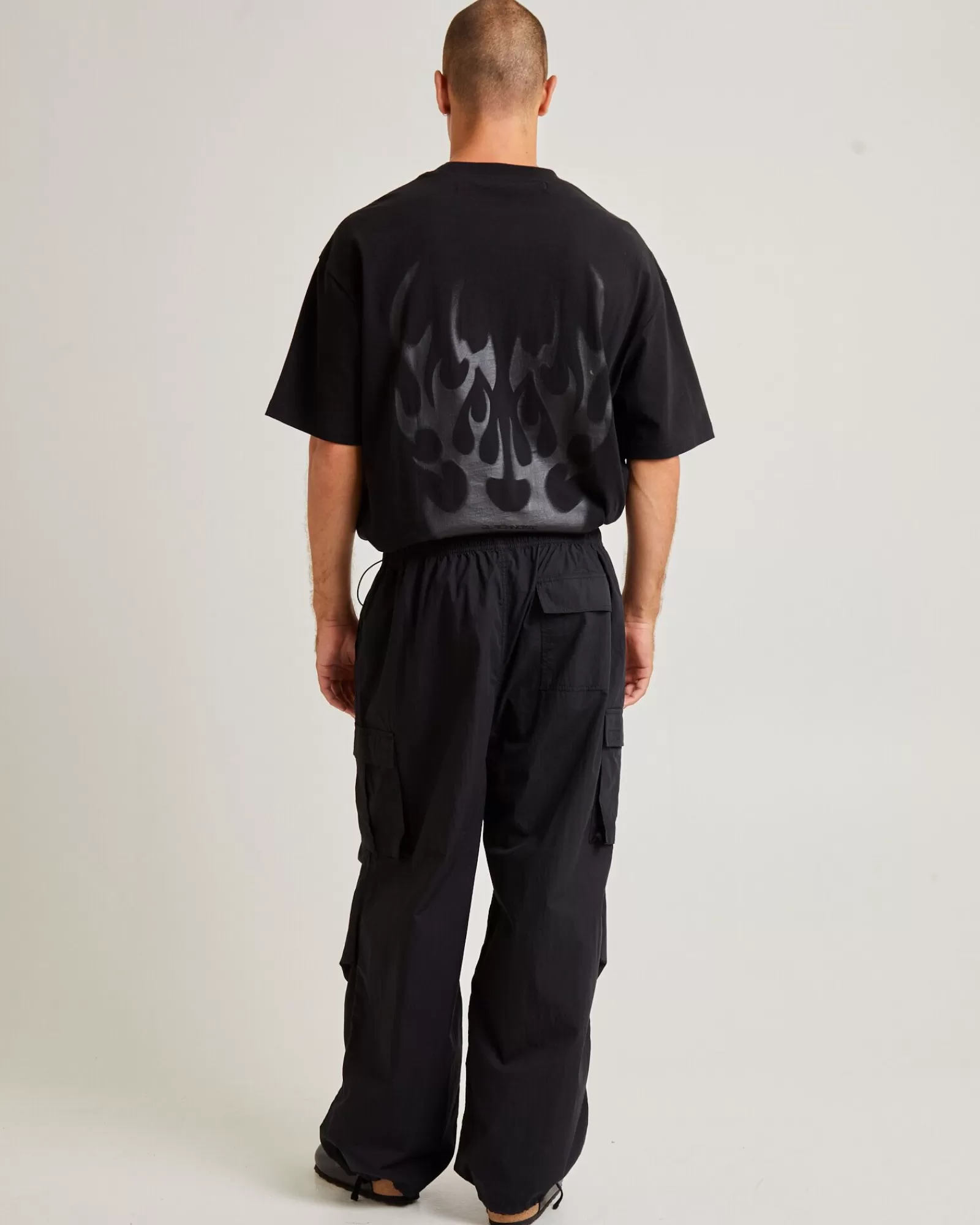 Best BLACK NOISE WHITE RAIN Oversized Parachute Cargo Pant In Black