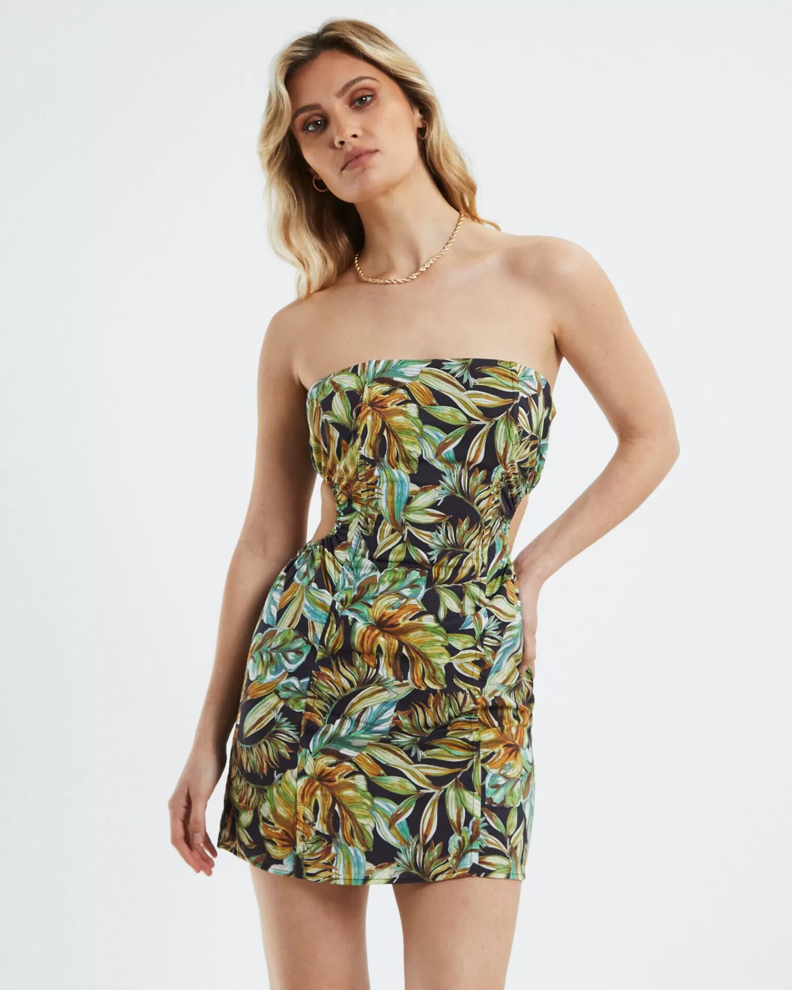 Shop CHARLIE HOLIDAY Palma Mini Dress Tropical Palm