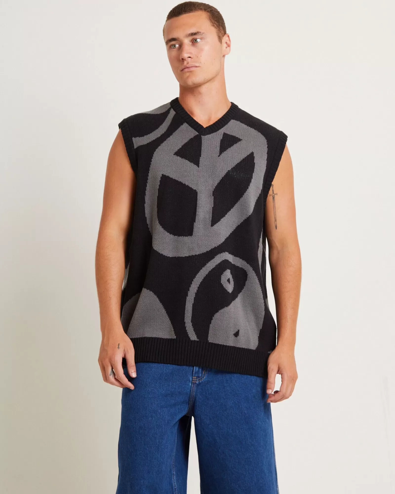 Hot SPENCER PROJECT Peace Corp Knitted Vest In Black