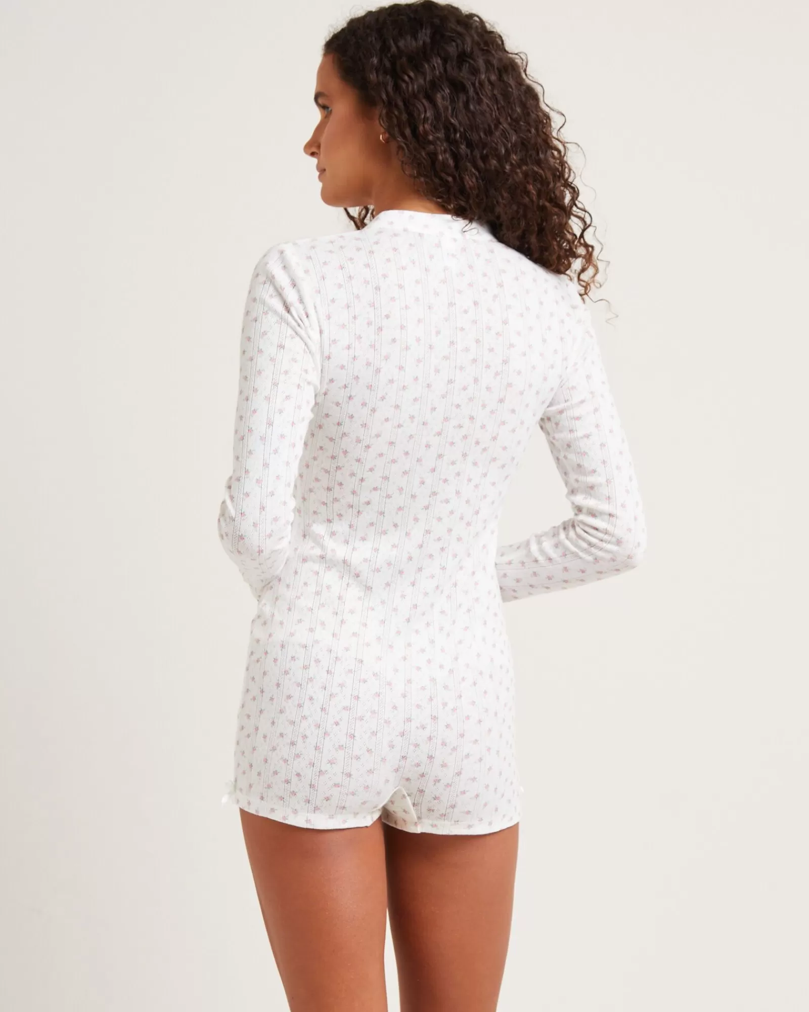 Hot LOVE NOTES Penny Pointelle Romper White Floral