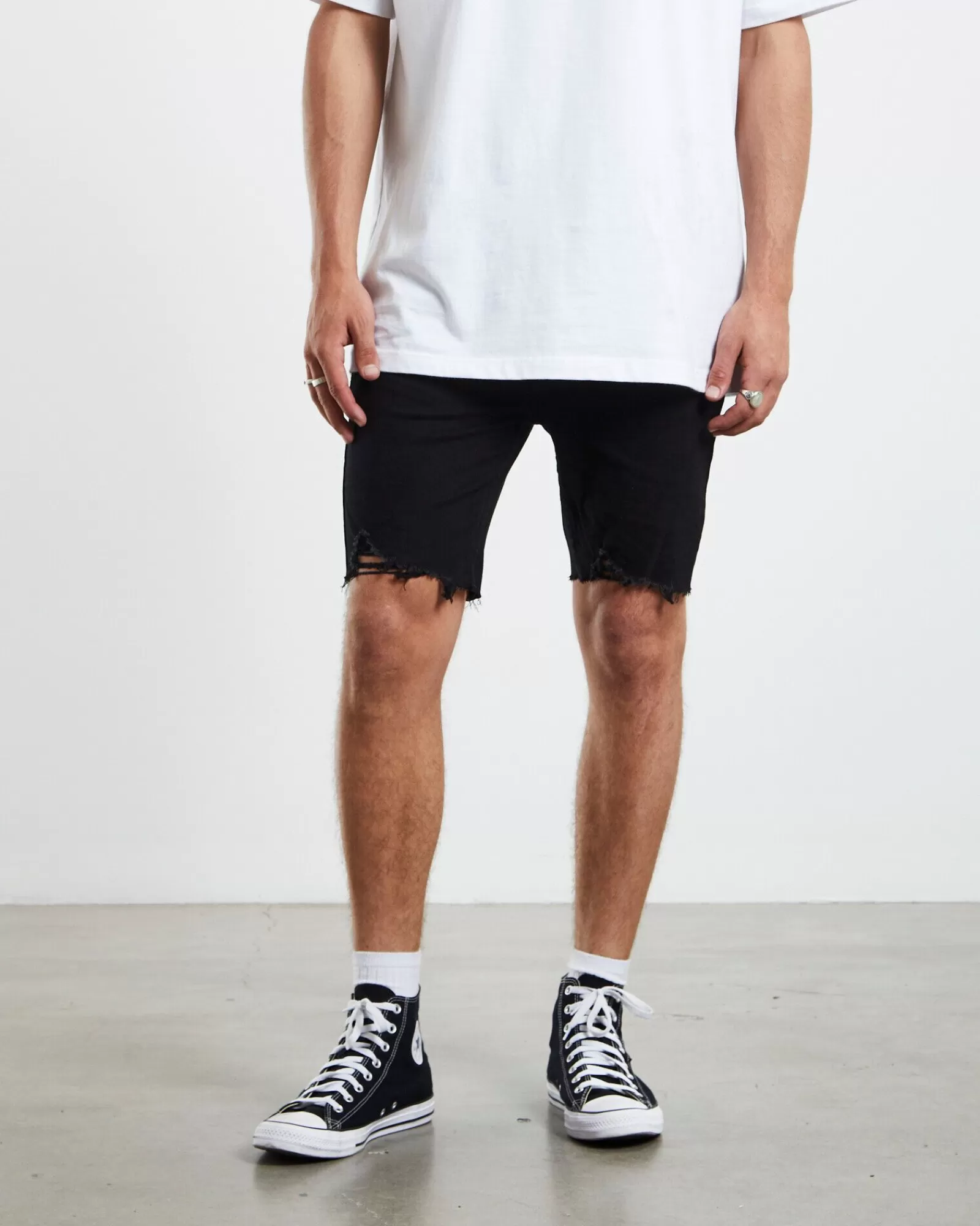 New INSIGHT Pistol Denim Shorts Black Night