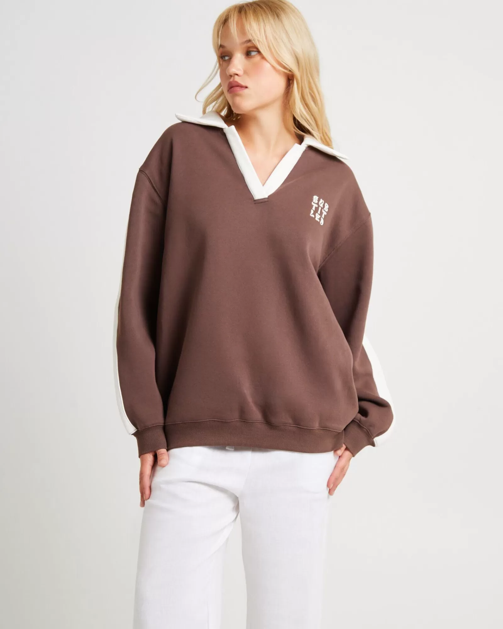 Flash Sale SUBTITLED Polo Panel Fleece Jumper