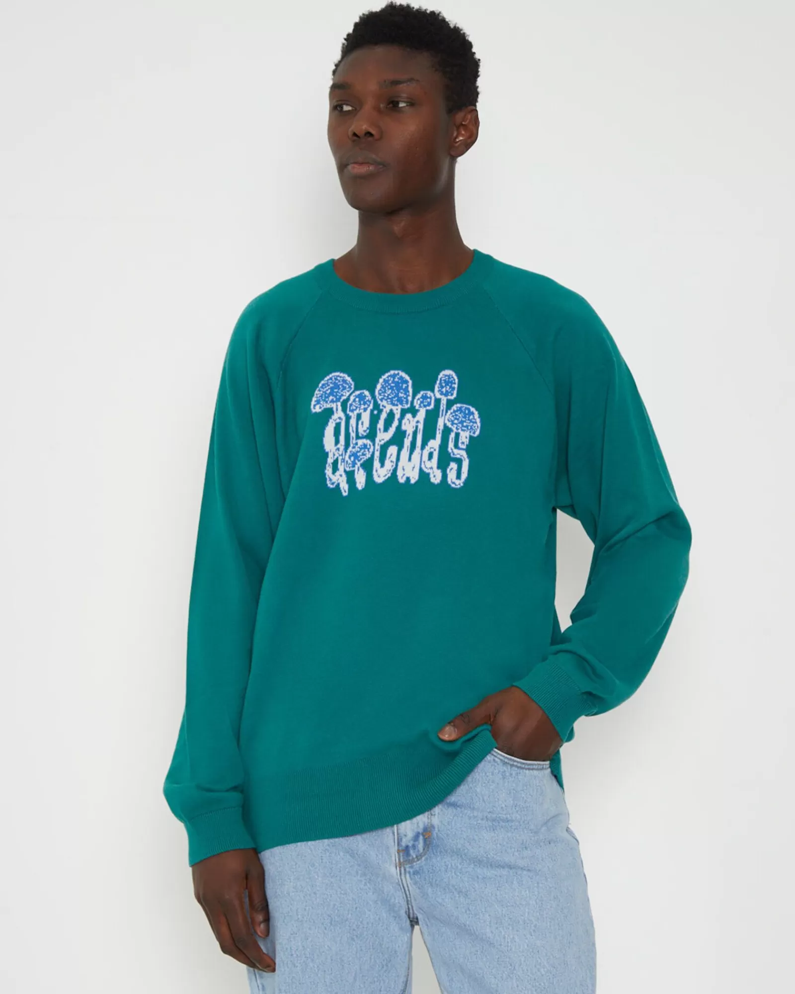 Cheap AFENDS Psychedelic Raglan Long Sleeve Knit In Emerald Green