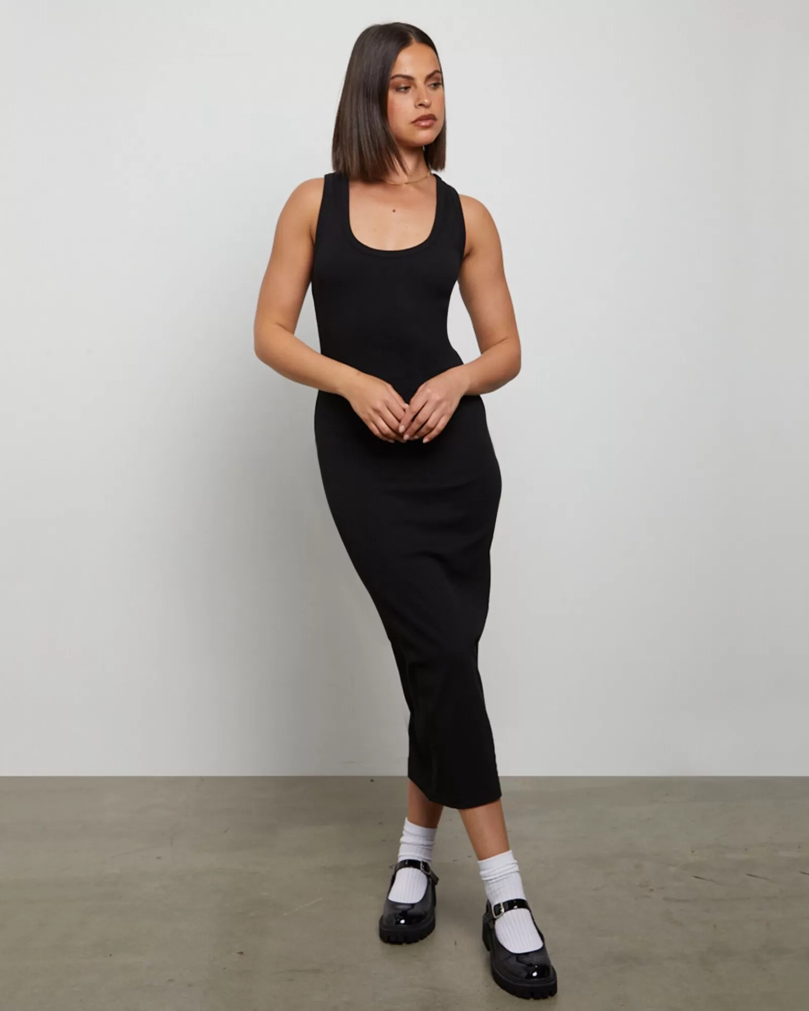 Cheap GENERAL PANTS CO. BASICS Racer Back Midi Dress In Black