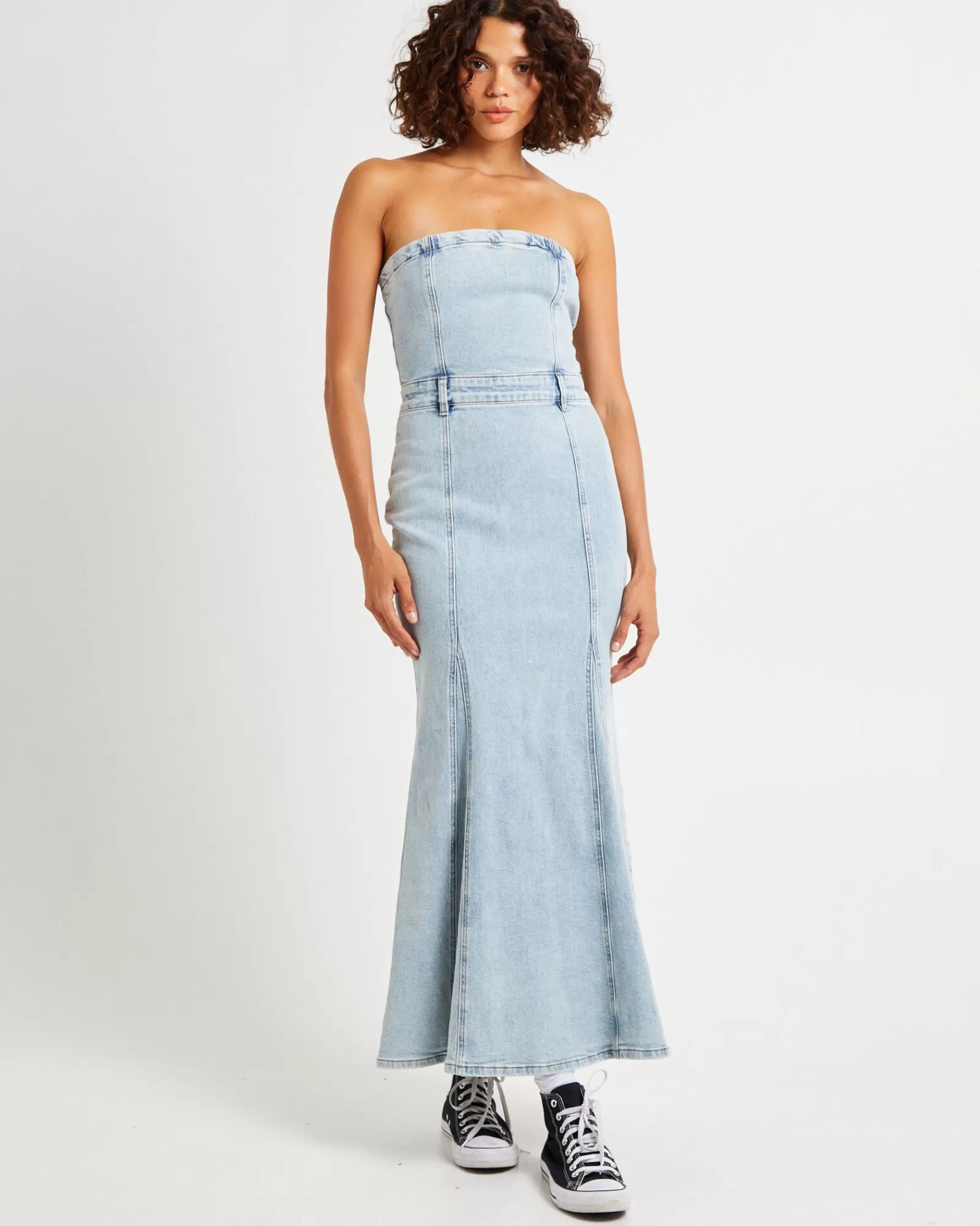 Best INSIGHT Rendezvous Fishtail Maxi Denim Dress