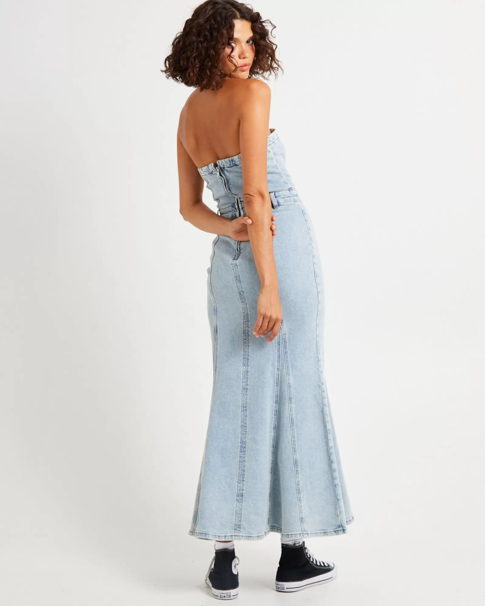 Best INSIGHT Rendezvous Fishtail Maxi Denim Dress