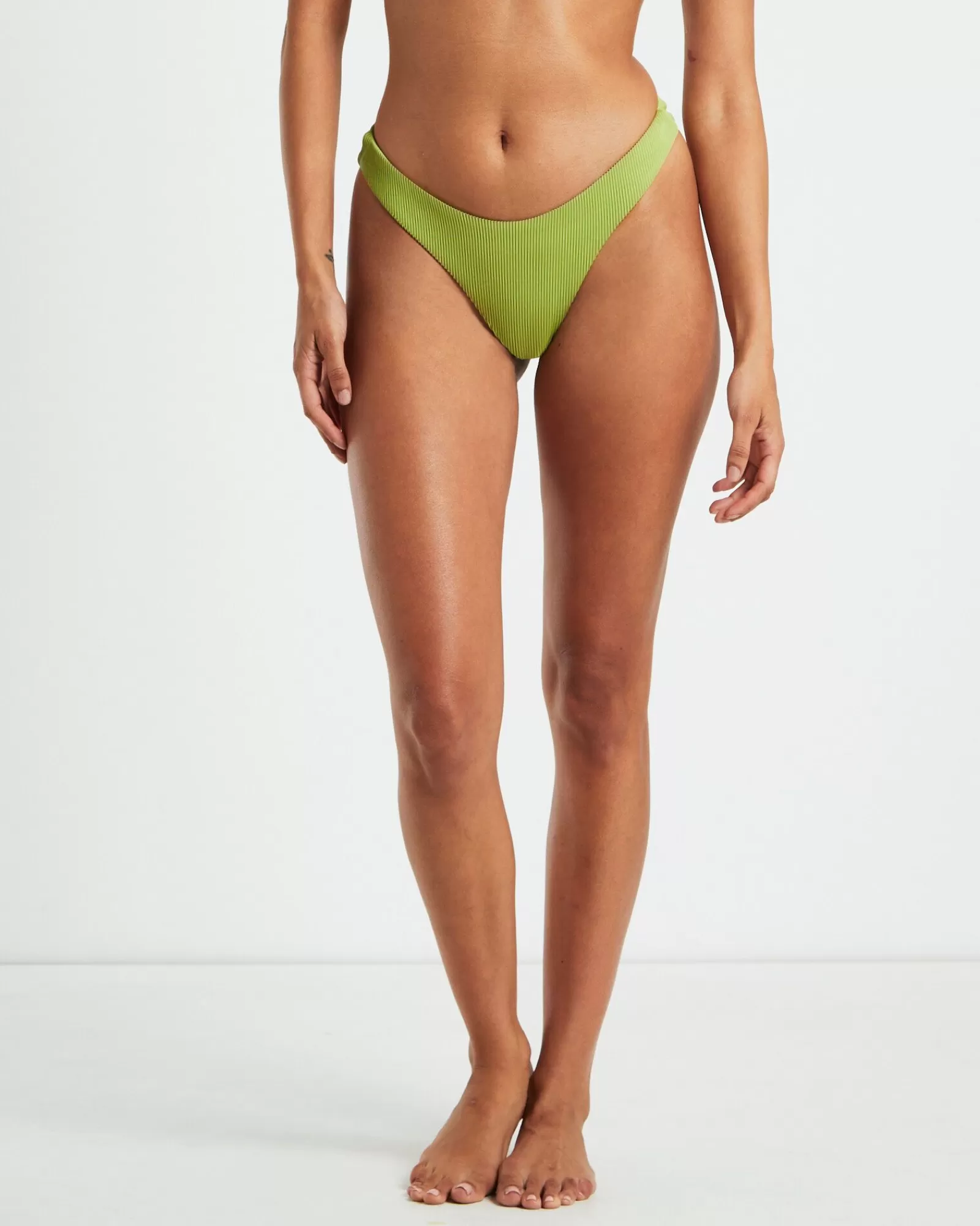 Cheap SUBTITLED Rib Cheeky Cut Bikini Bottoms In Citrus Green