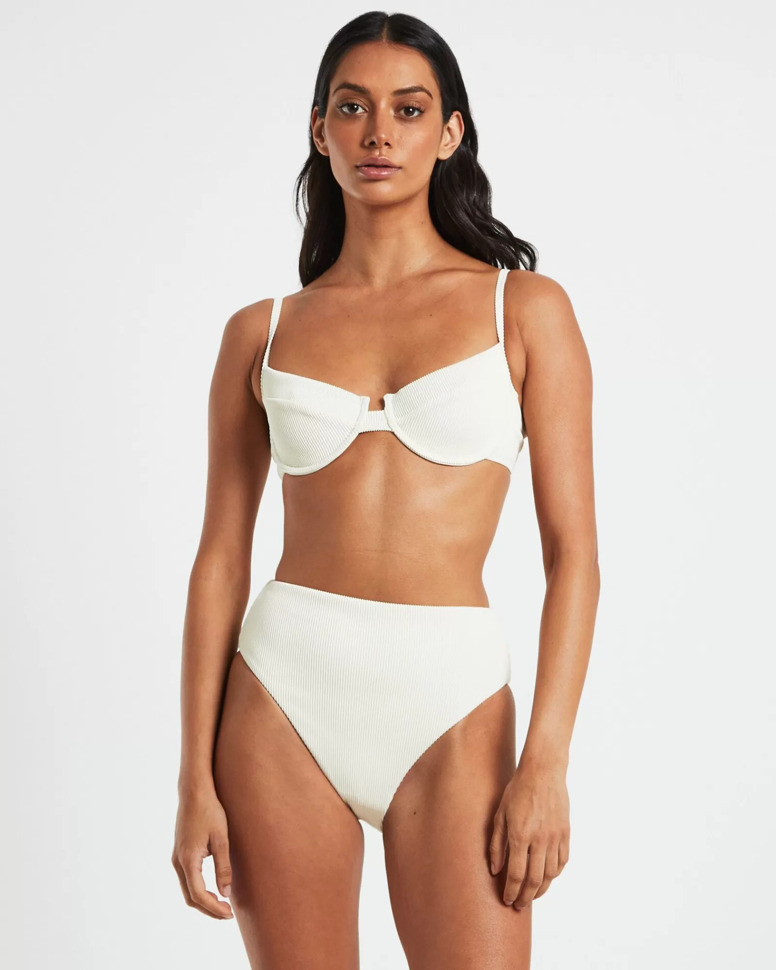 Flash Sale SUBTITLED Rib Cut Out Underwire Bikini Top In Almond White