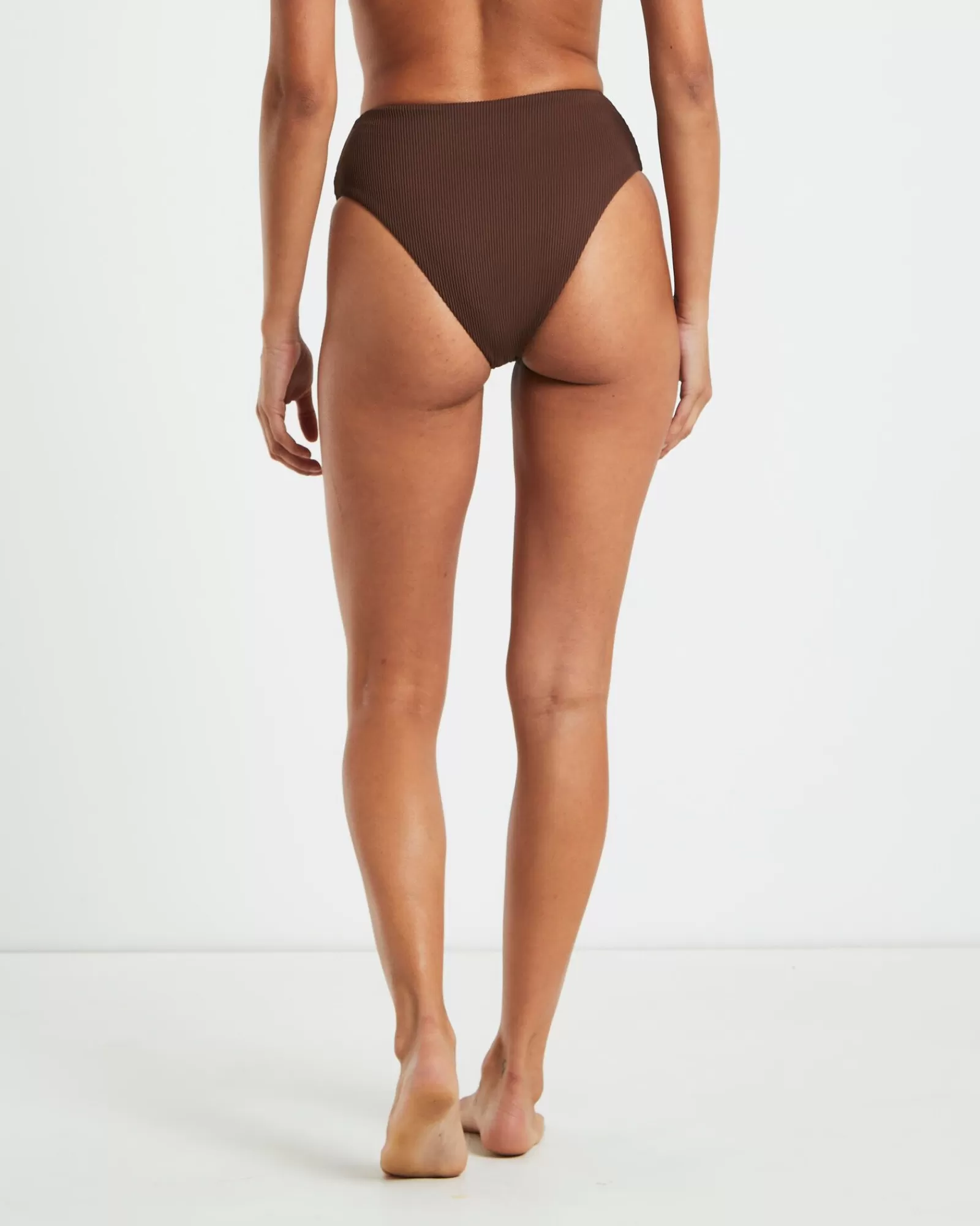 Sale SUBTITLED Rib High Waisted Bottoms In Chocolate Brown