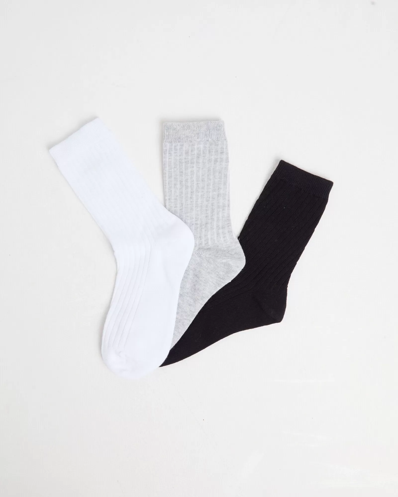 Flash Sale SUBTITLED Rib Socks 3 Pack Grey/White/Black