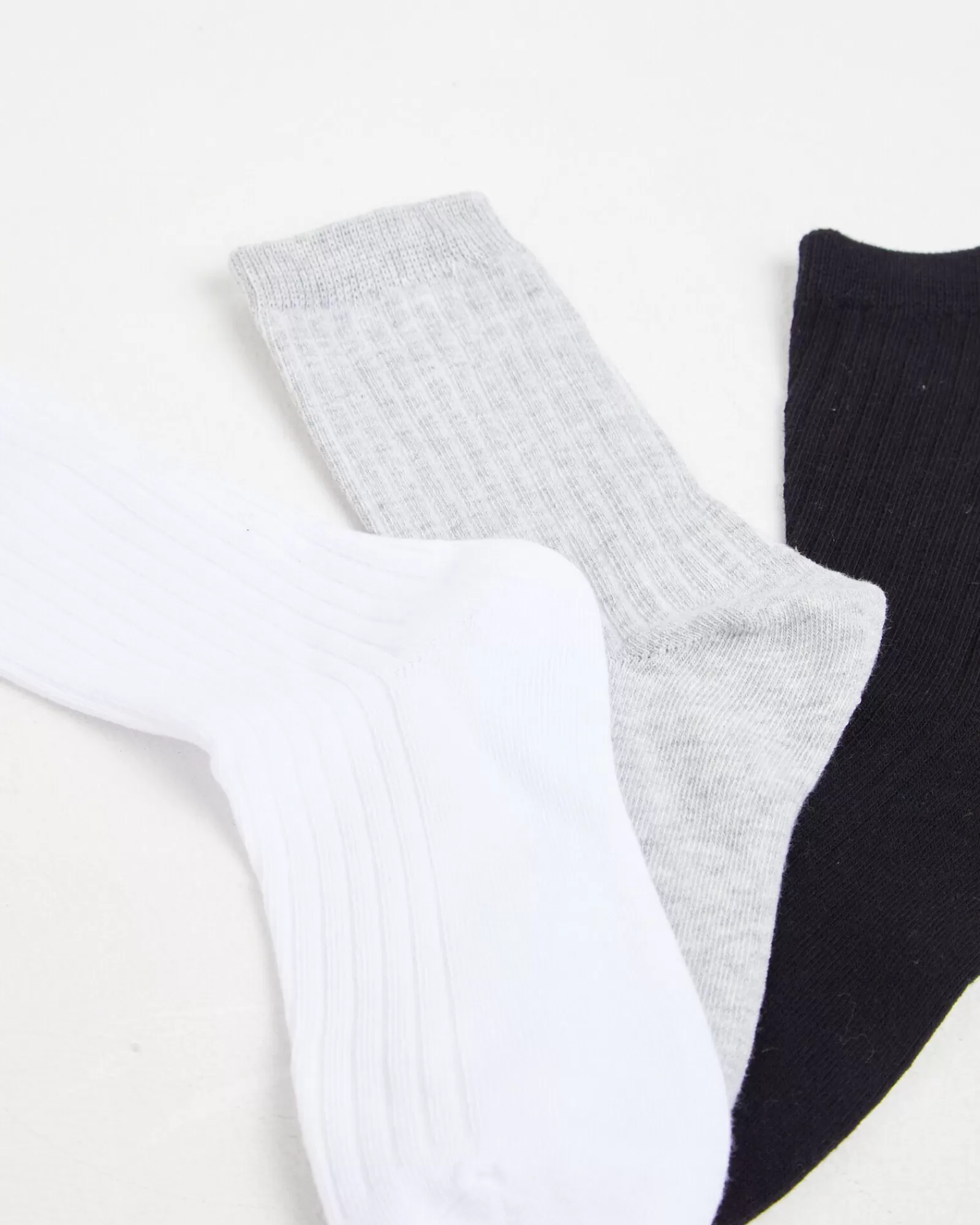 Flash Sale SUBTITLED Rib Socks 3 Pack Grey/White/Black