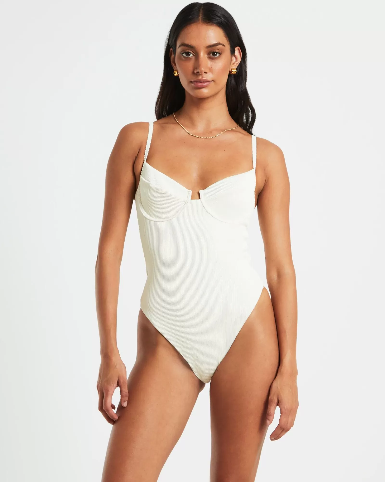 Shop SUBTITLED Rib Underwire One Piece In Almond