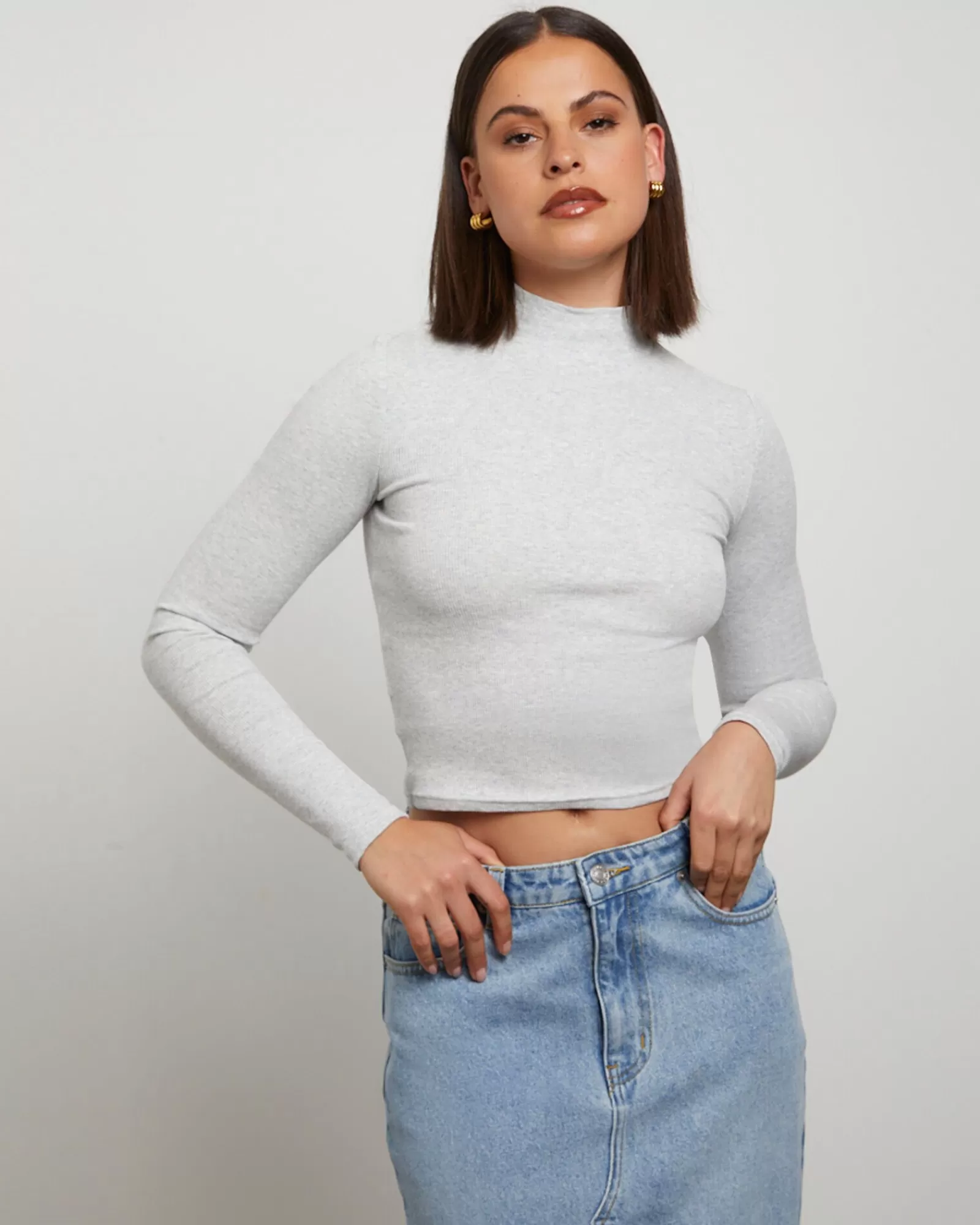 Shop GENERAL PANTS CO. BASICS Ribbed Long Sleeve Skivvy In Grey