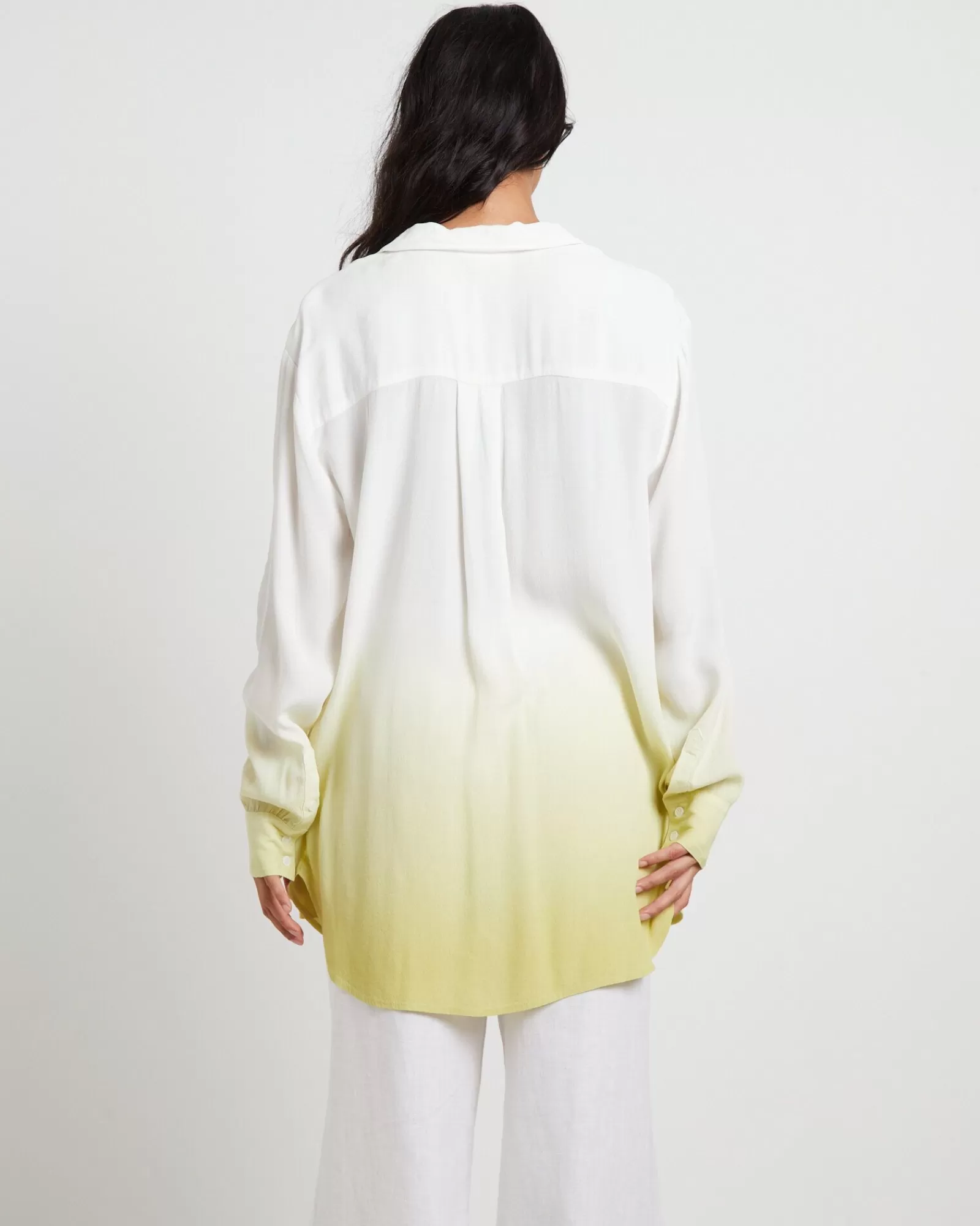 Shop SUBTITLED Rochelle Dip Dye Long Sleeve Shirt In Citrus Green