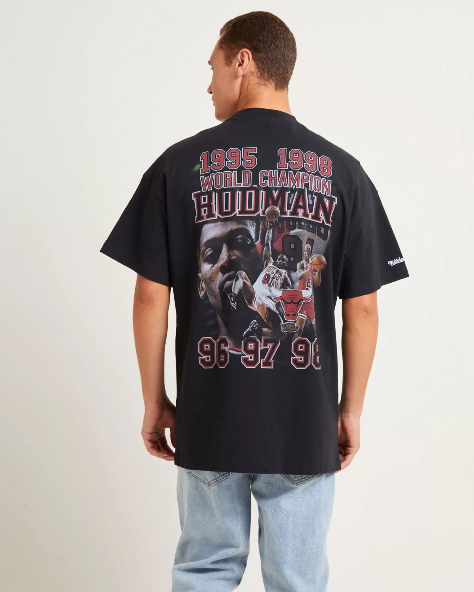 Discount MITCHELL & NESS Rodman Photo Short Sleeve T-Shirt In Faded Black