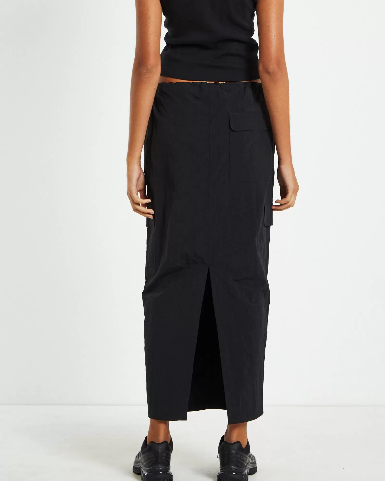 Clearance INSIGHT Ruby Multi Pocket Cargo Maxi Skirt Black