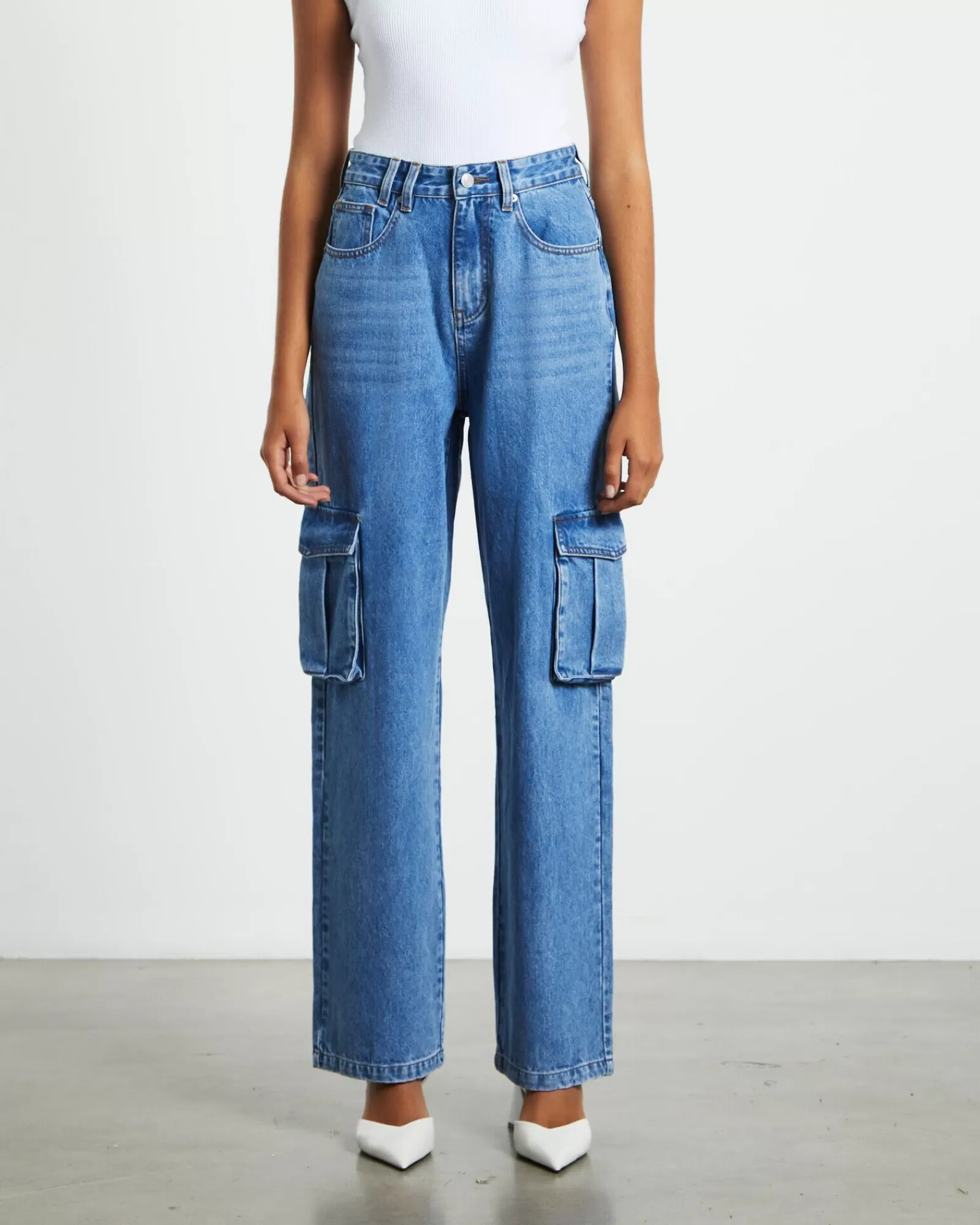 Shop INSIGHT Rumour Baggy Denim Cargo Jeans Saturated Blue