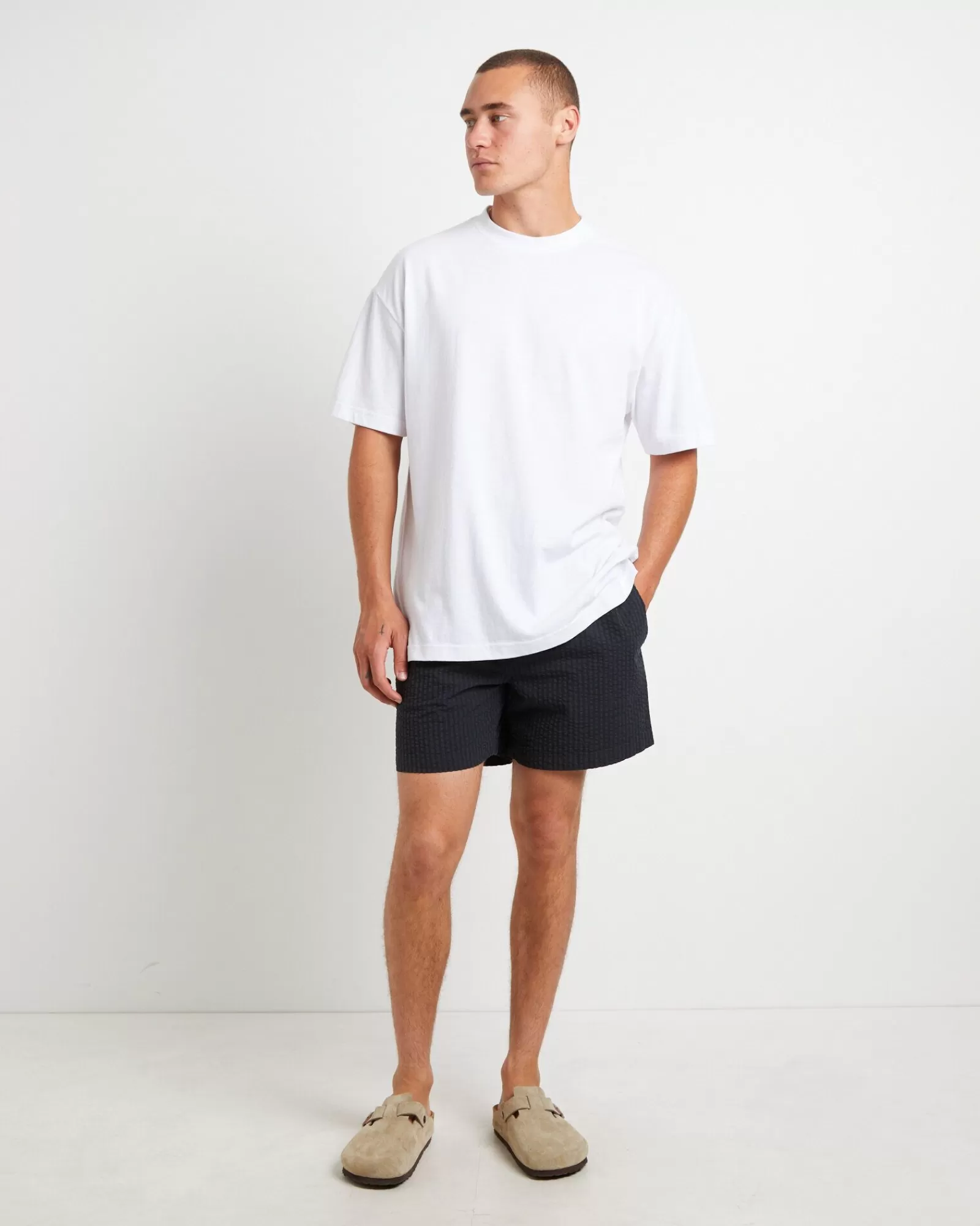 Fashion ARVUST Seesucker Stripe Boardshorts In Black