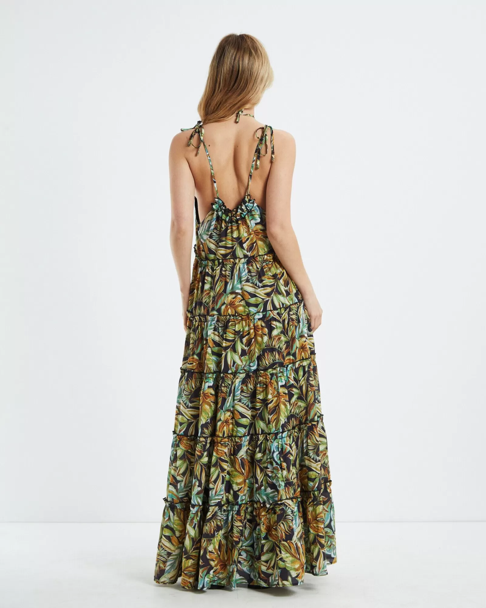 Store CHARLIE HOLIDAY Senorita Maxi Dress Tropical Palm