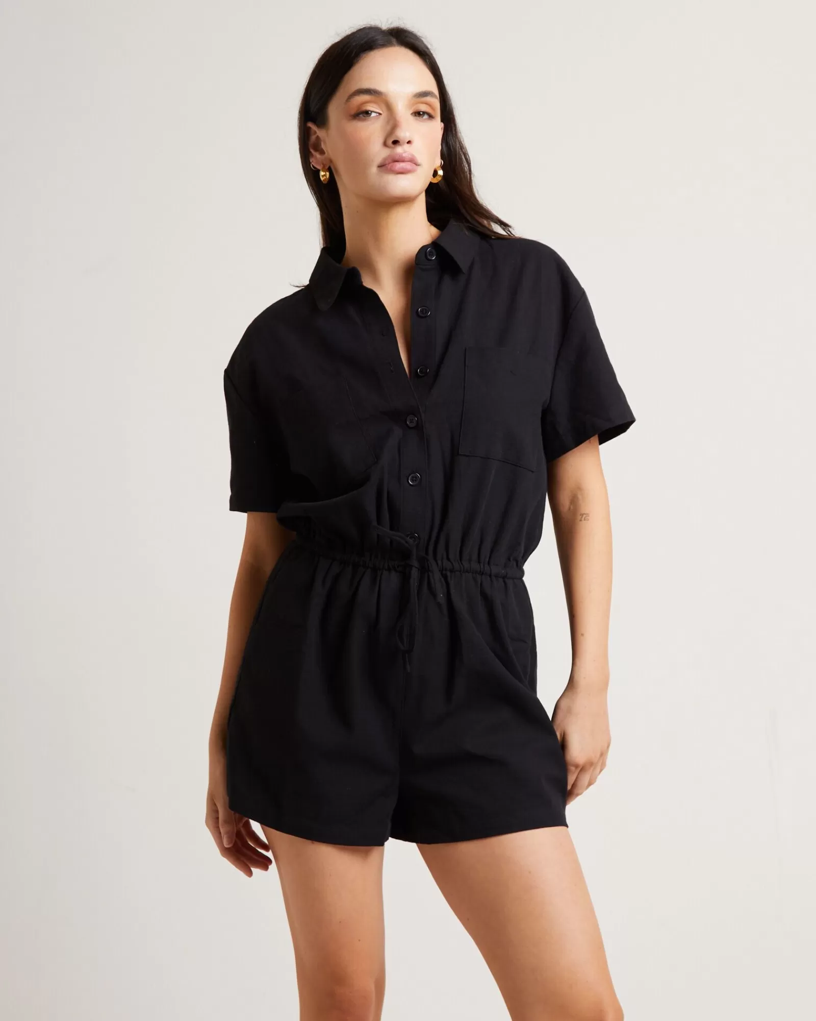 Clearance SUBTITLED Shelley Short Sleeve Playsuit In Black