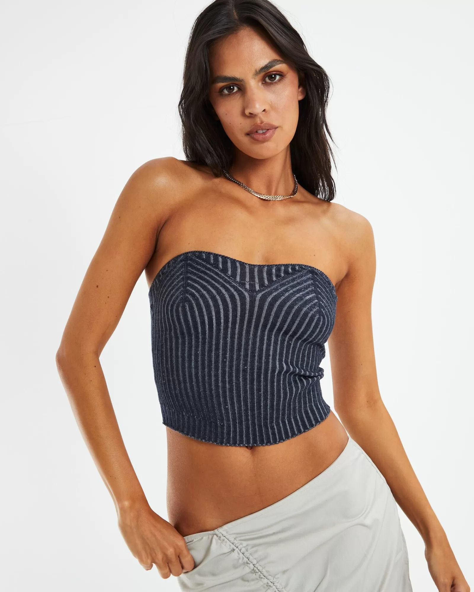 Sale MOTEL ROCKS Sinan Tube Top Two Tone Navy