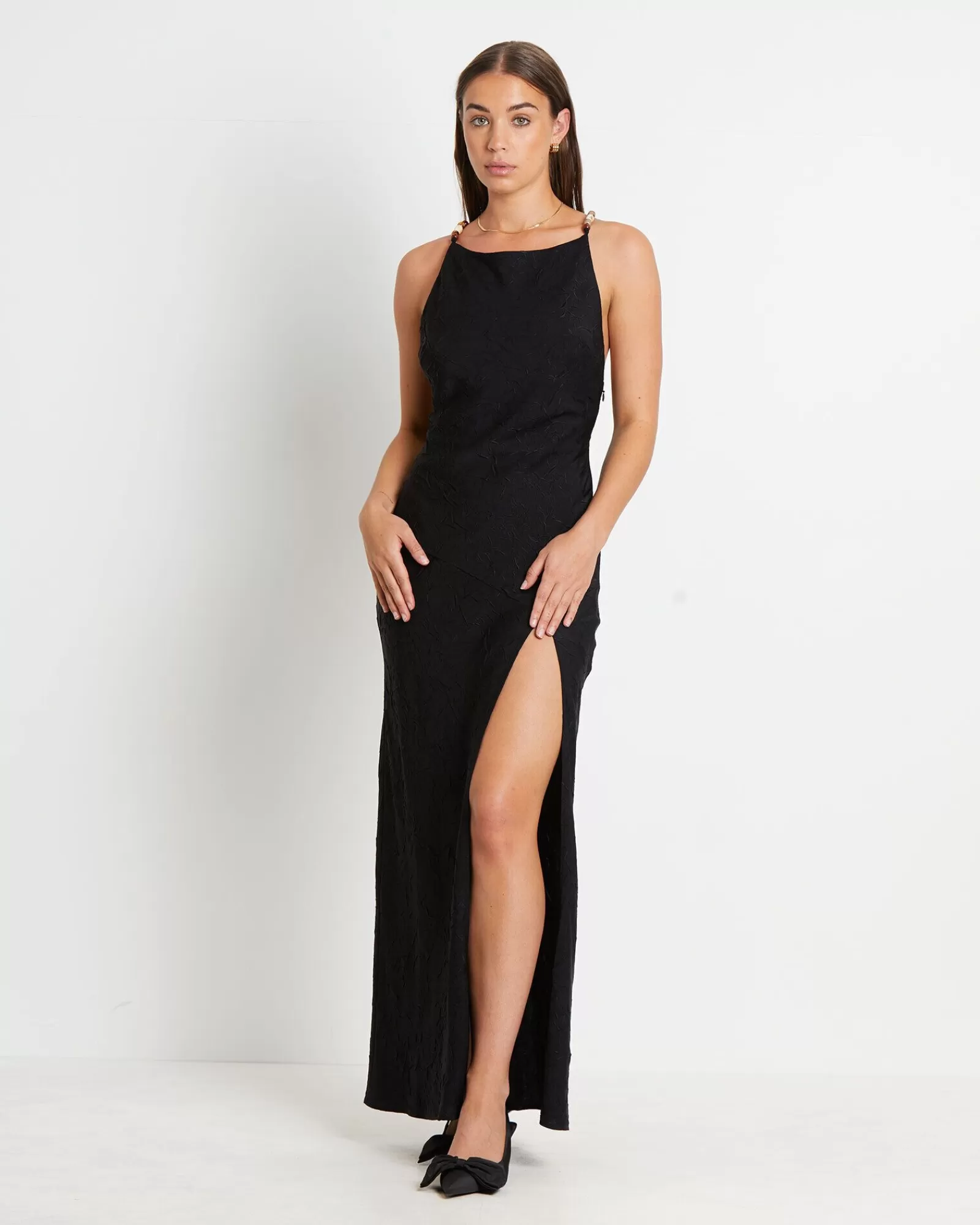 Clearance STUDIO Siren Backless Maxi Dress In Black