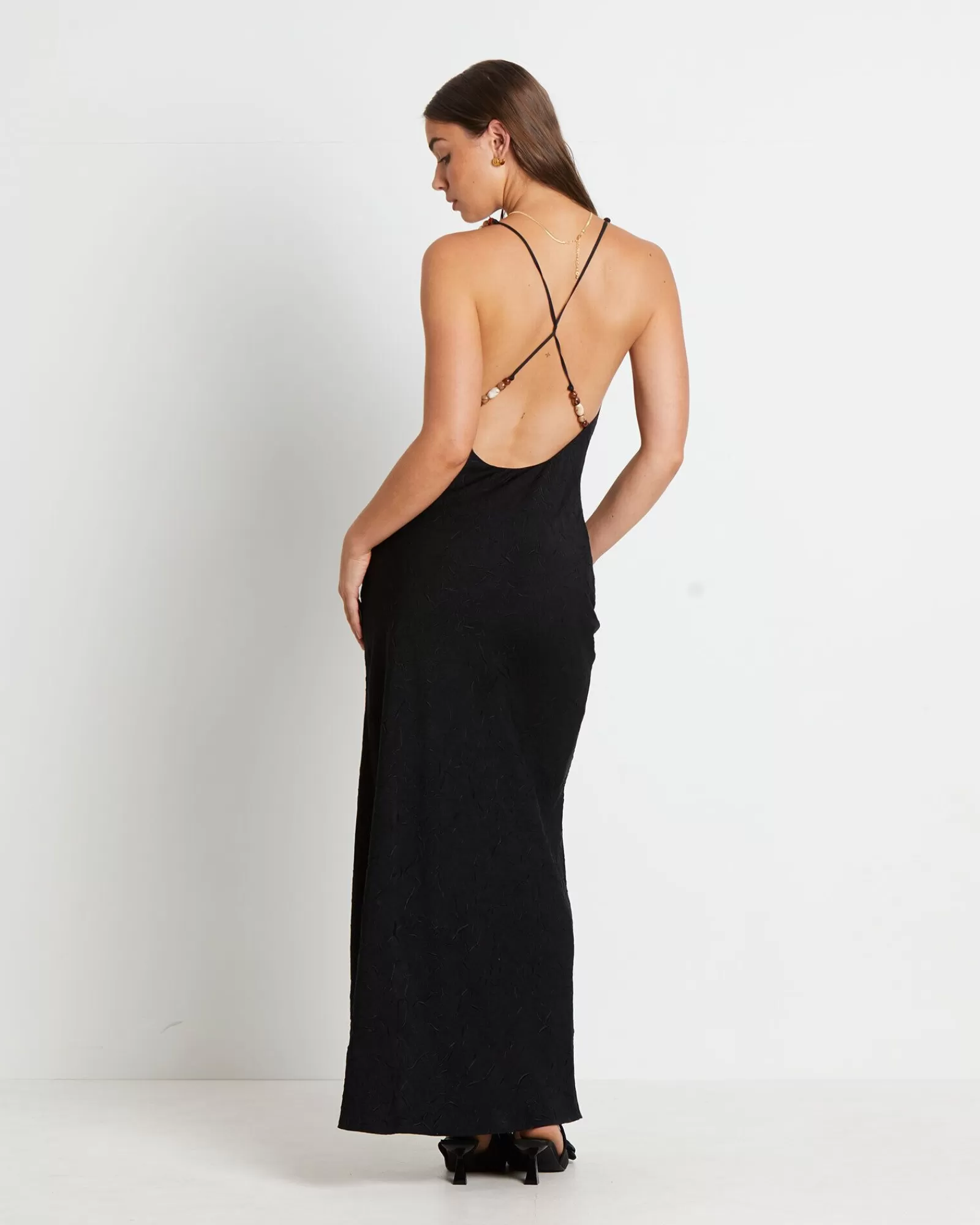 Clearance STUDIO Siren Backless Maxi Dress In Black