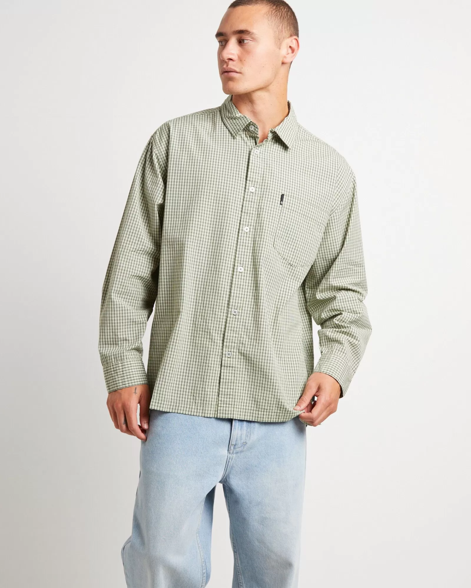 Shop SPENCER PROJECT Skate Long Sleeve Shirt In Fatigue Green