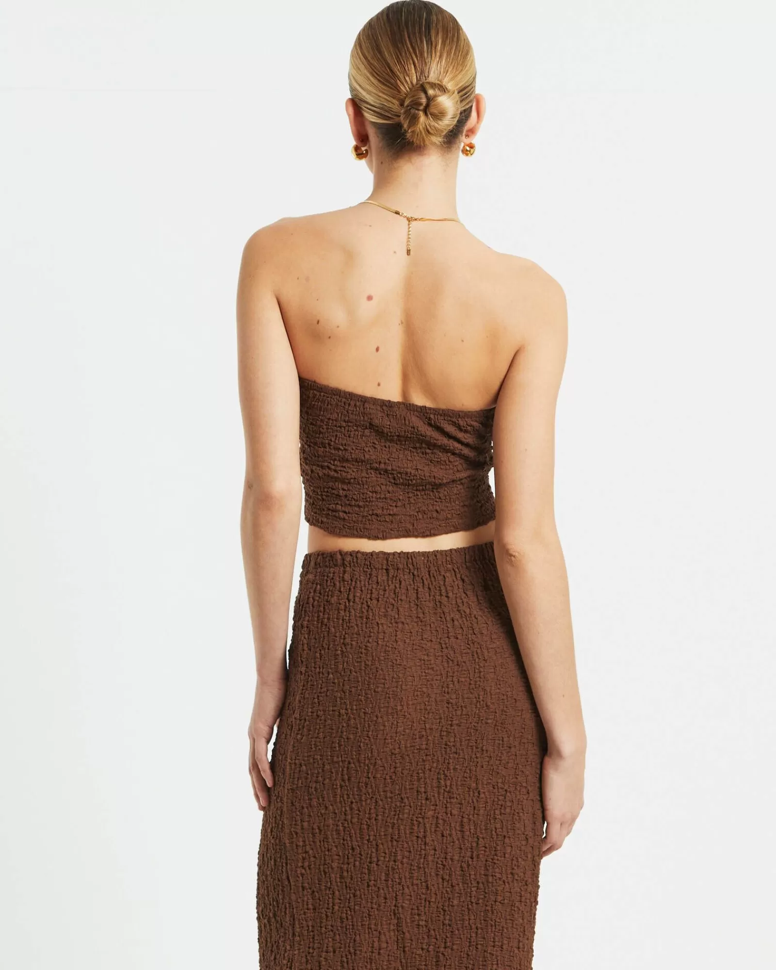 Flash Sale SUBTITLED Skyla Texture Twist Bandeau Top In Hazelnut Brown